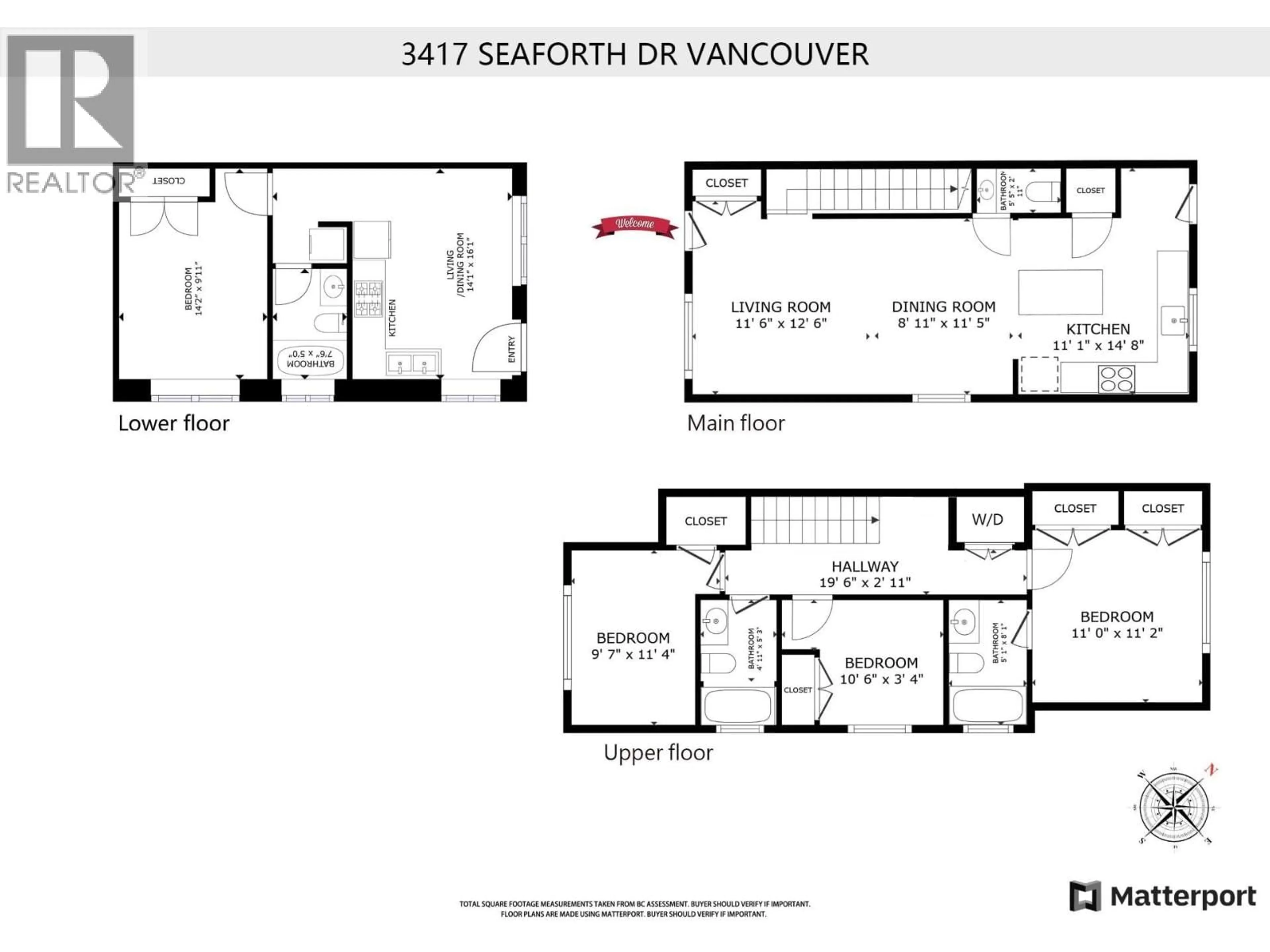 Floor plan for 3417 SEAFORTH DRIVE, Vancouver British Columbia V5M4C6
