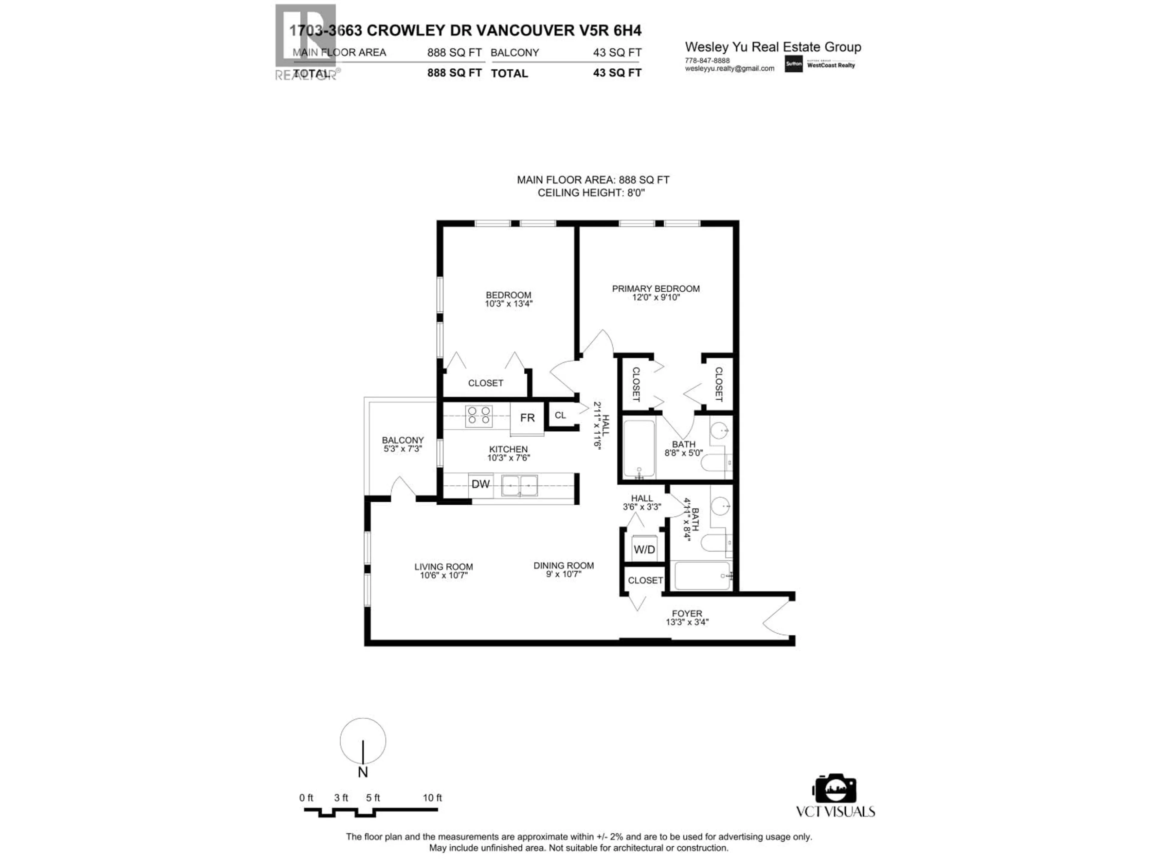 Floor plan for 1703 - 3663 CROWLEY DRIVE, Vancouver British Columbia V5R6H4