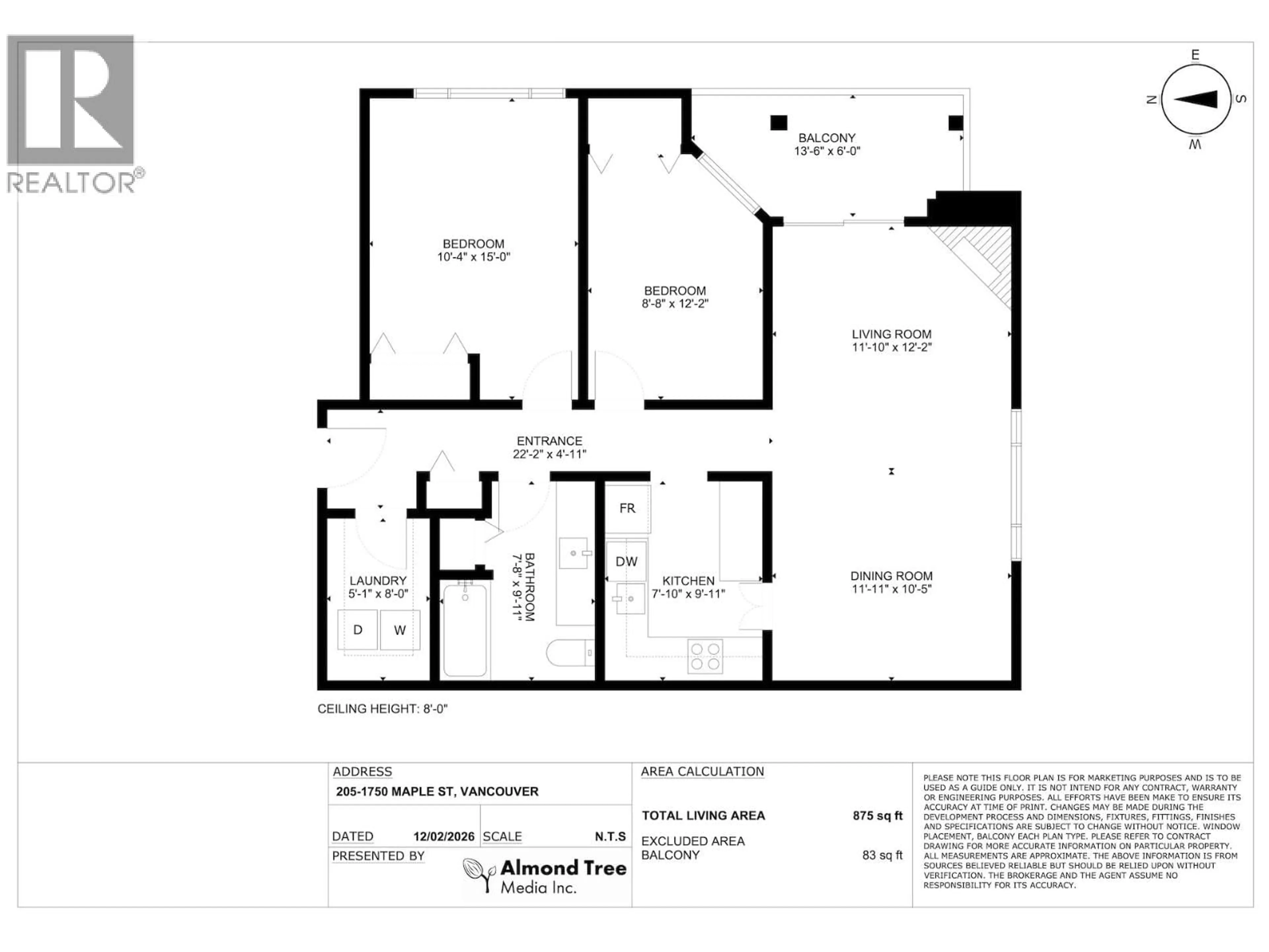 Floor plan for 205 - 1750 MAPLE STREET, Vancouver British Columbia V6J3S6
