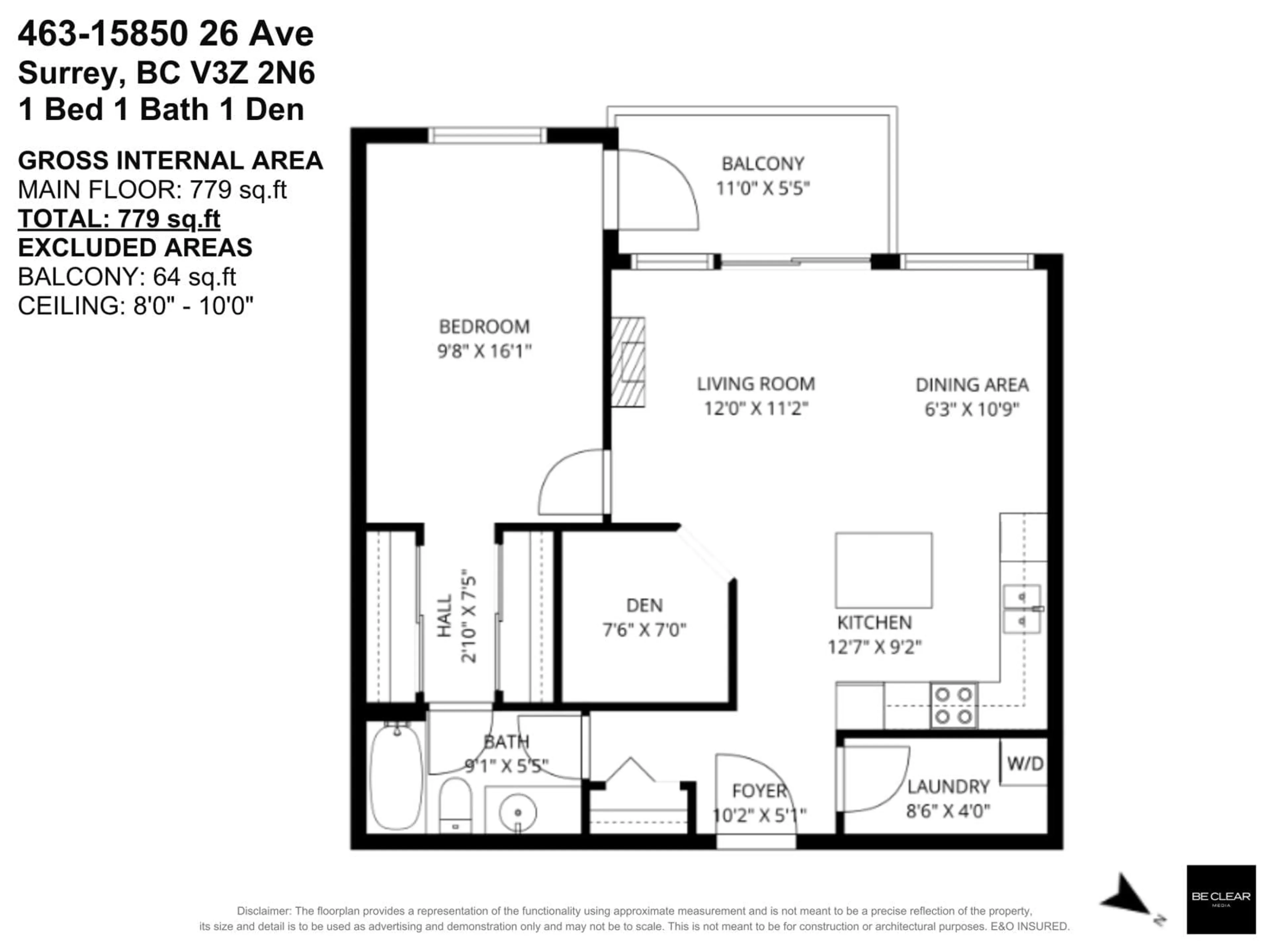 Floor plan for 463 - 15850 26 AVENUE, Surrey British Columbia V3Z2N6