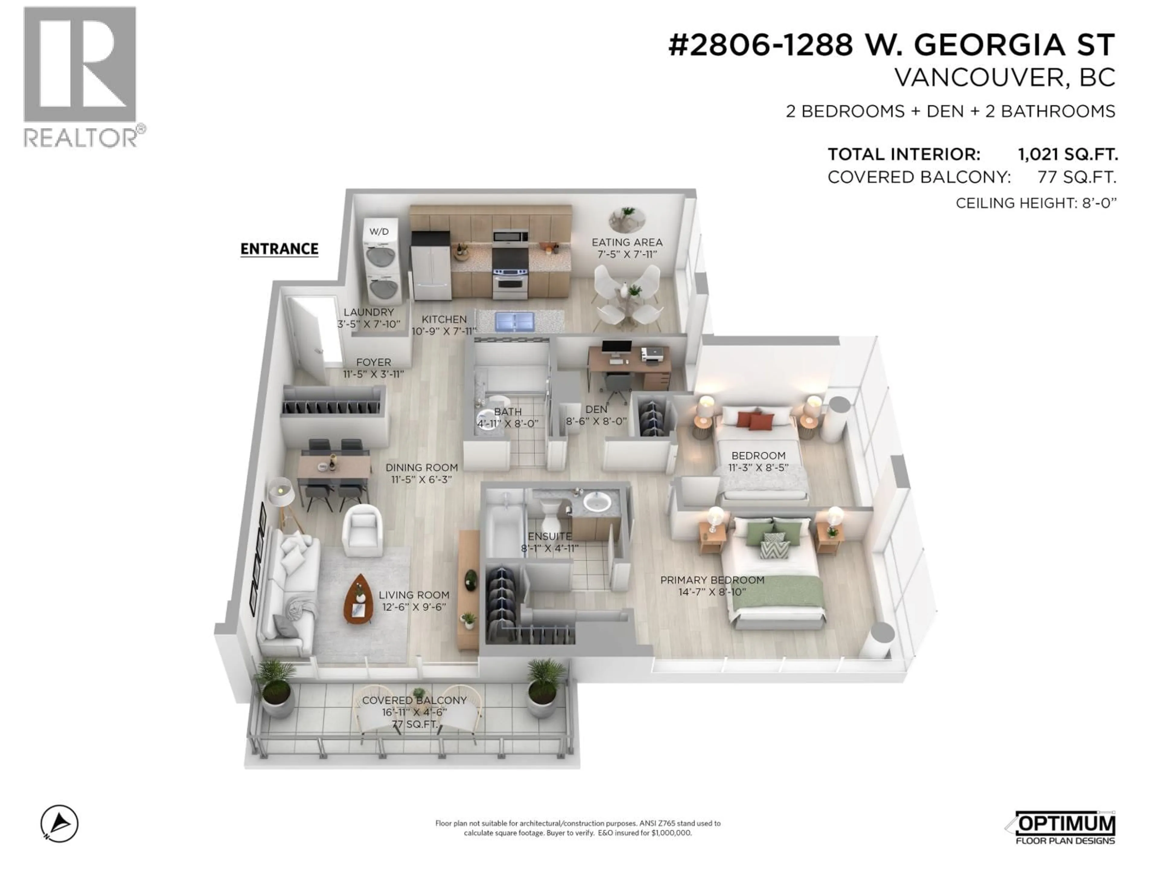 Floor plan for 2806 - 1288 GEORGIA STREET, Vancouver British Columbia V6E4R3
