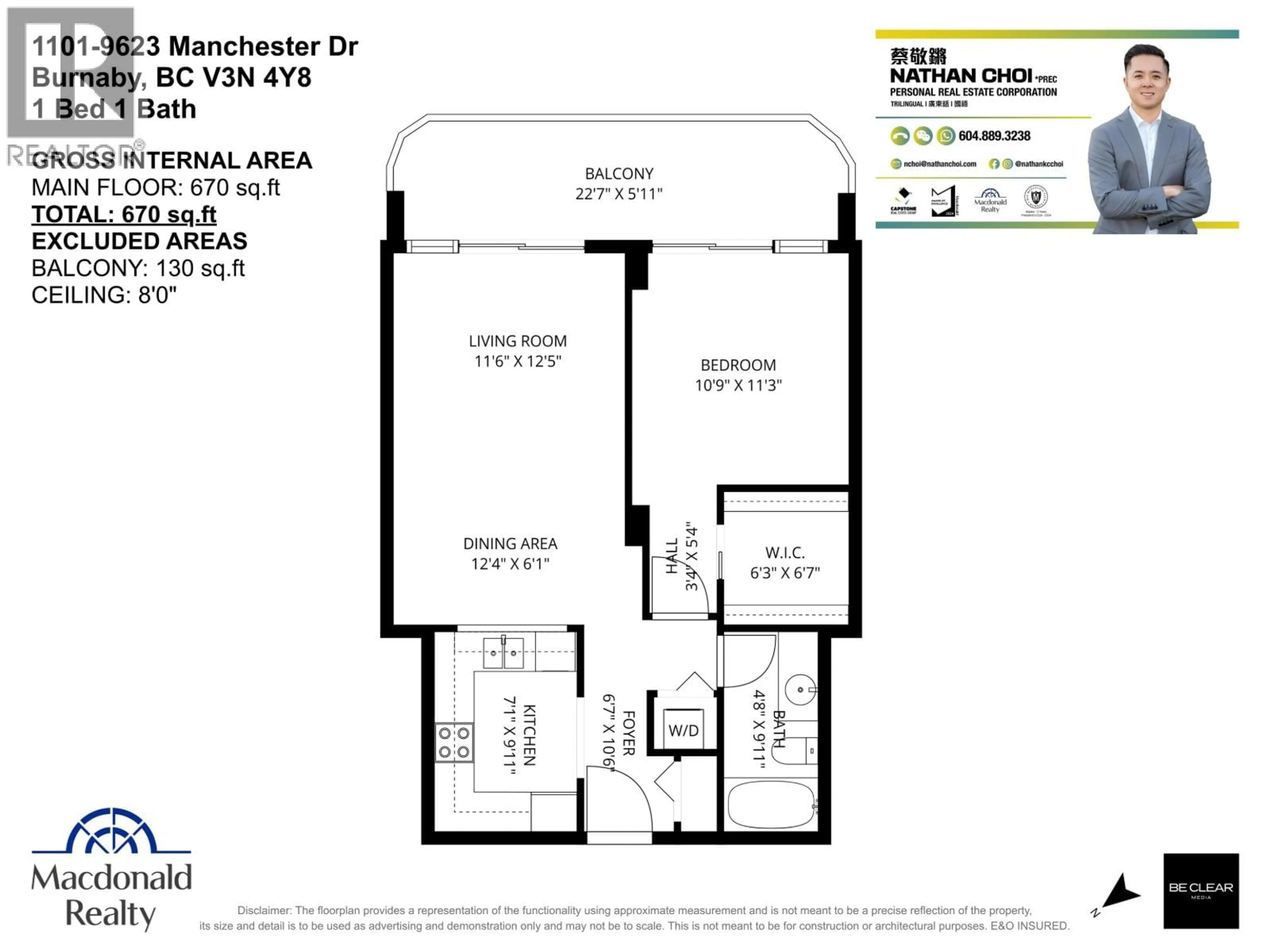 Floor plan for 1101 - 9623 MANCHESTER DRIVE, Burnaby British Columbia V3N4Y8