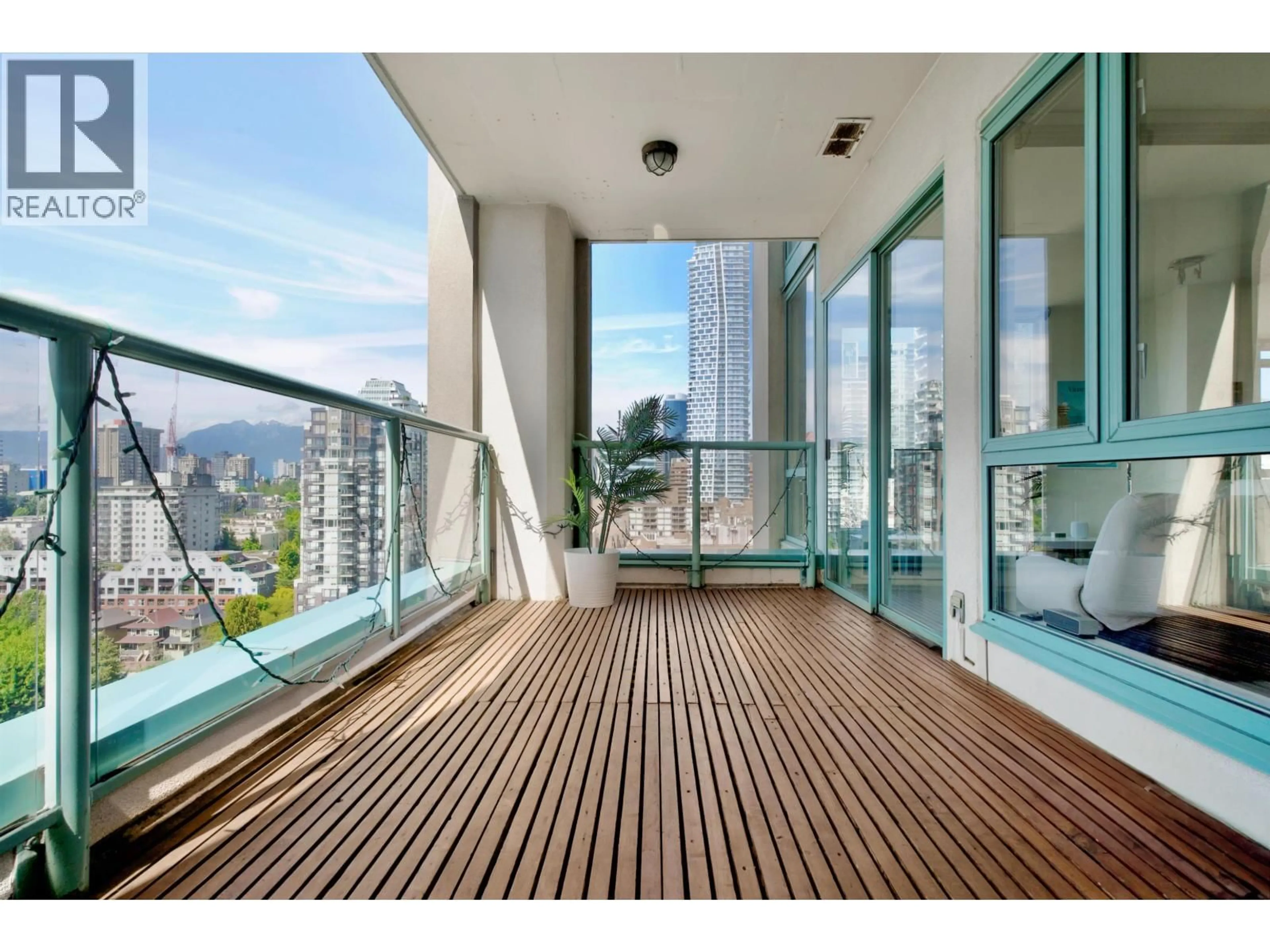 Balcony in the apartment, city buildings view from balcony for 2103 - 907 BEACH AVENUE, Vancouver British Columbia V6Z2R3