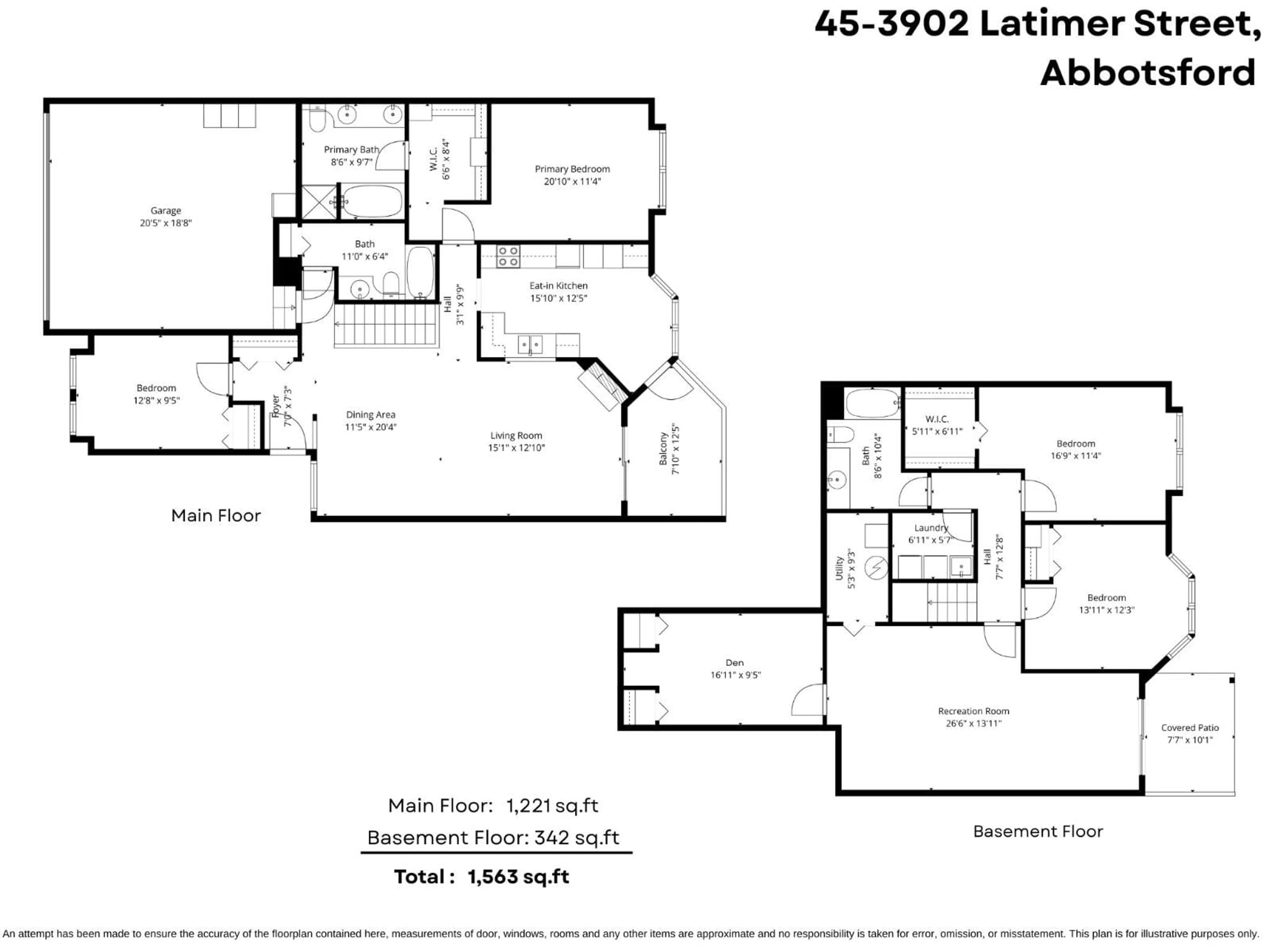 Floor plan for 45 - 3902 LATIMER STREET, Abbotsford British Columbia V2S7L5
