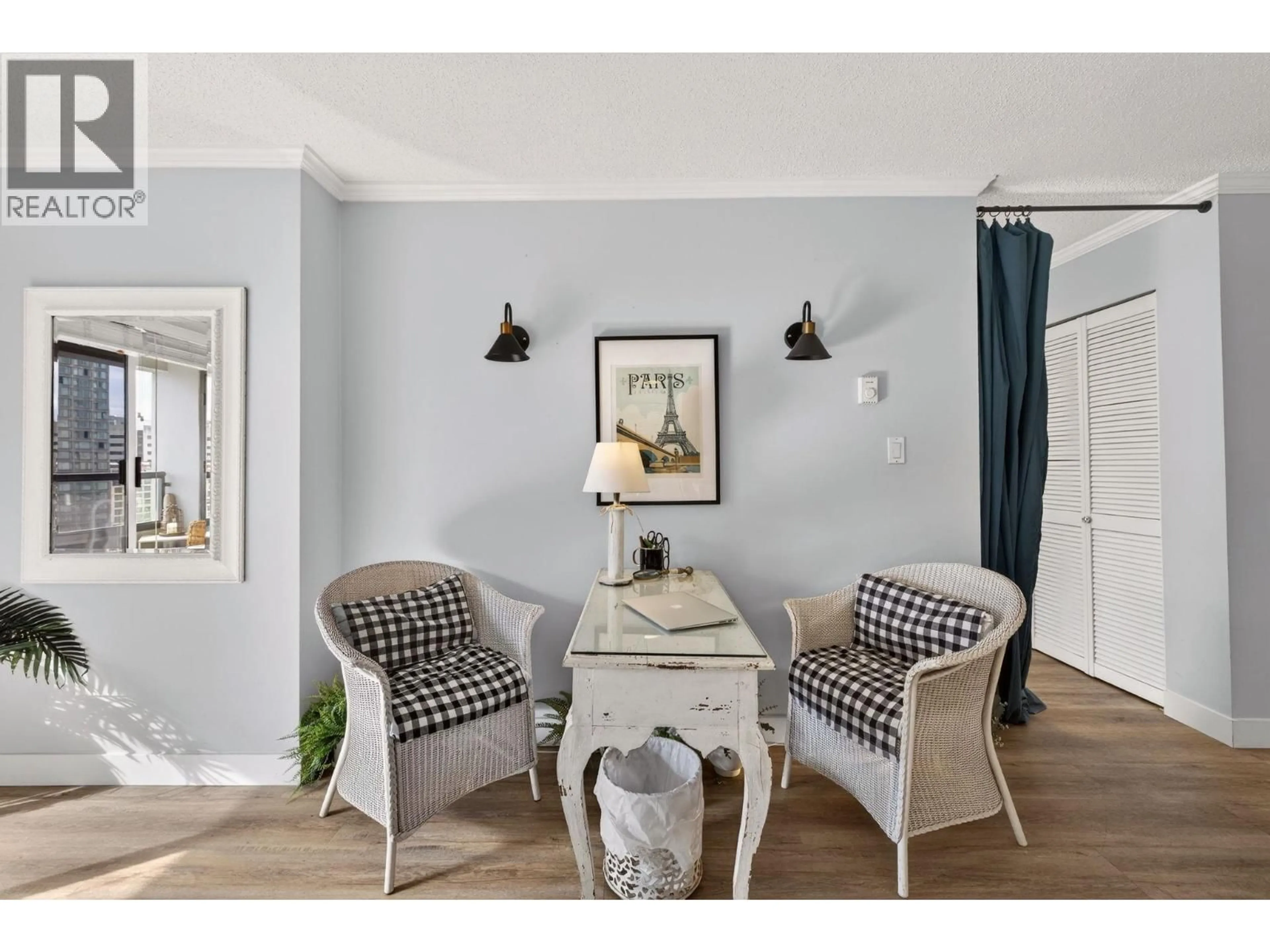 Living room with furniture, wood/laminate floor for 1108 - 1060 ALBERNI STREET, Vancouver British Columbia V6E4K2