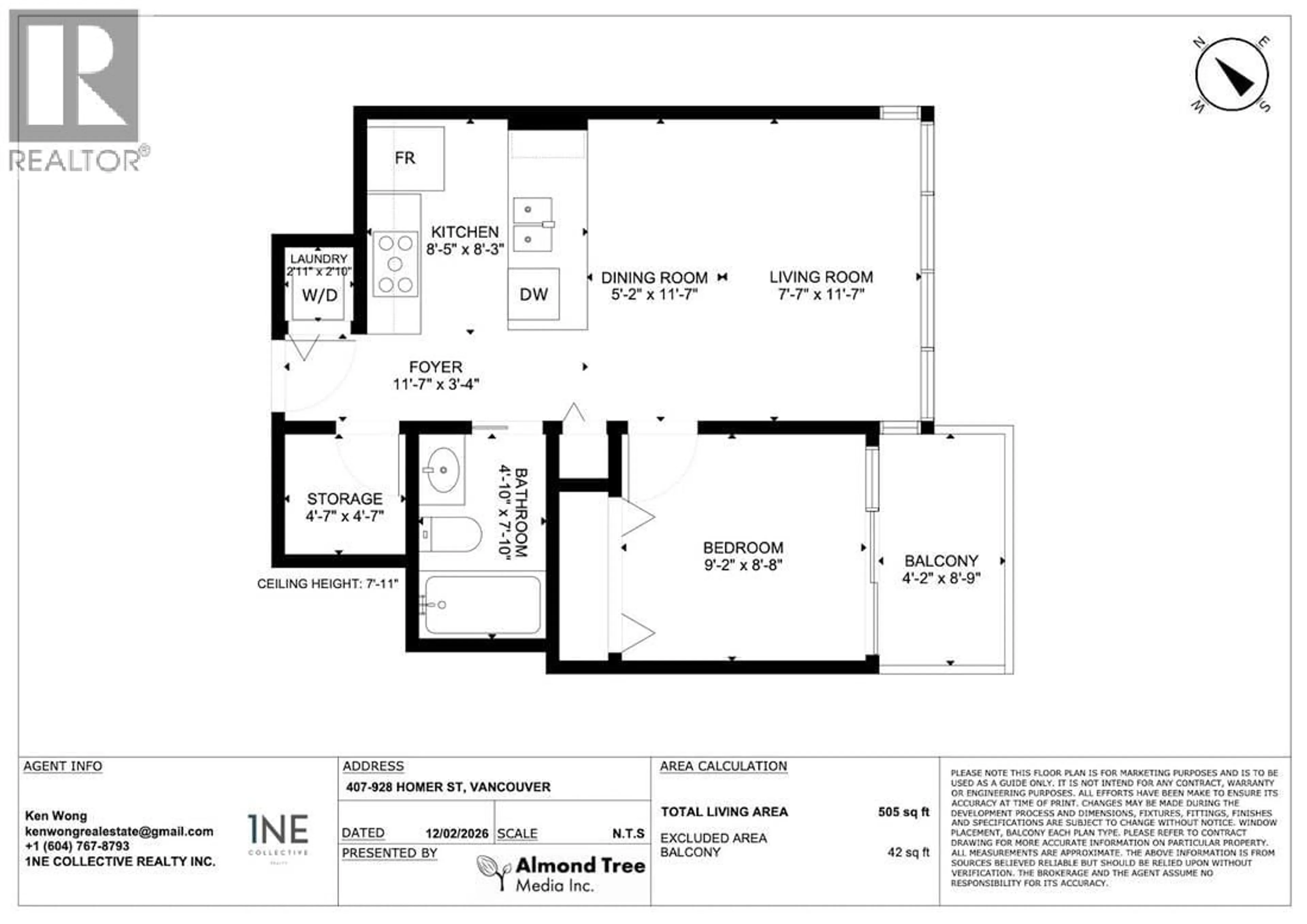Floor plan for 407 - 928 HOMER STREET, Vancouver British Columbia V6B1T7