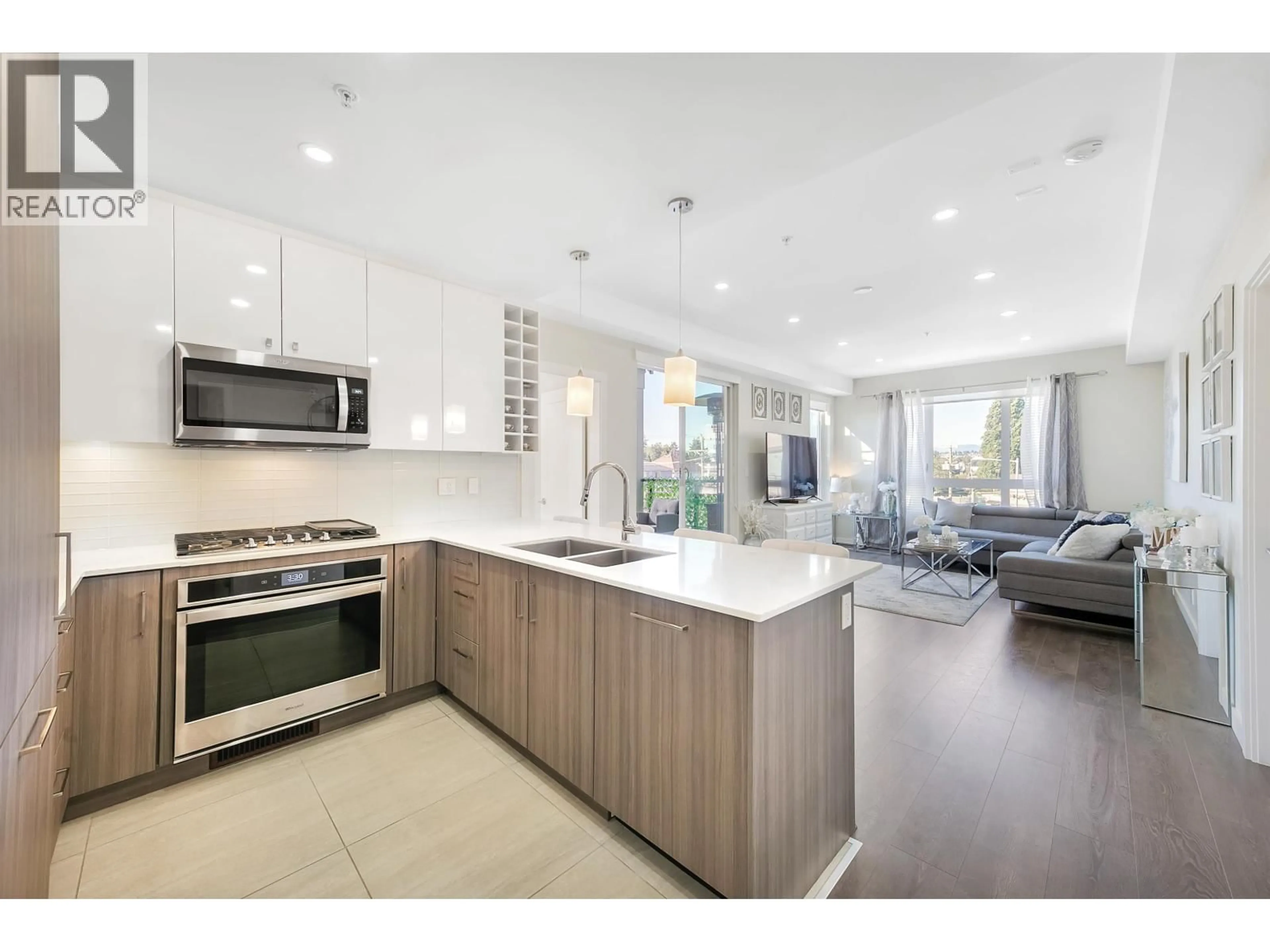 Open concept kitchen, ceramic/tile floor for 214 - 23233 GILLEY ROAD, Richmond British Columbia V6V1E6