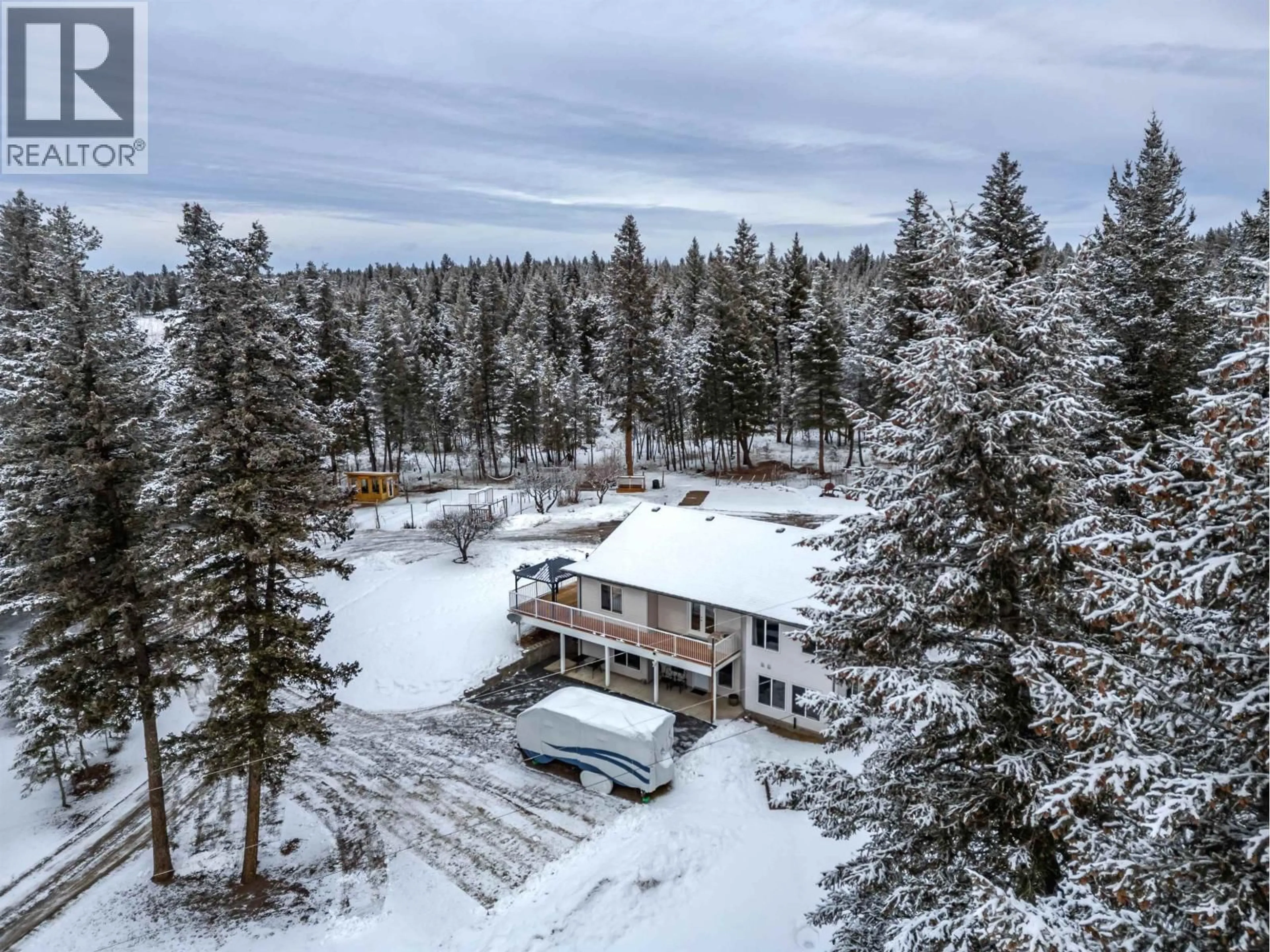 A pic from outside/outdoor area/front of a property/back of a property/a pic from drone, mountain view for 3629 CARIBOO 97 HIGHWAY, Lac La Hache British Columbia V0K1T1