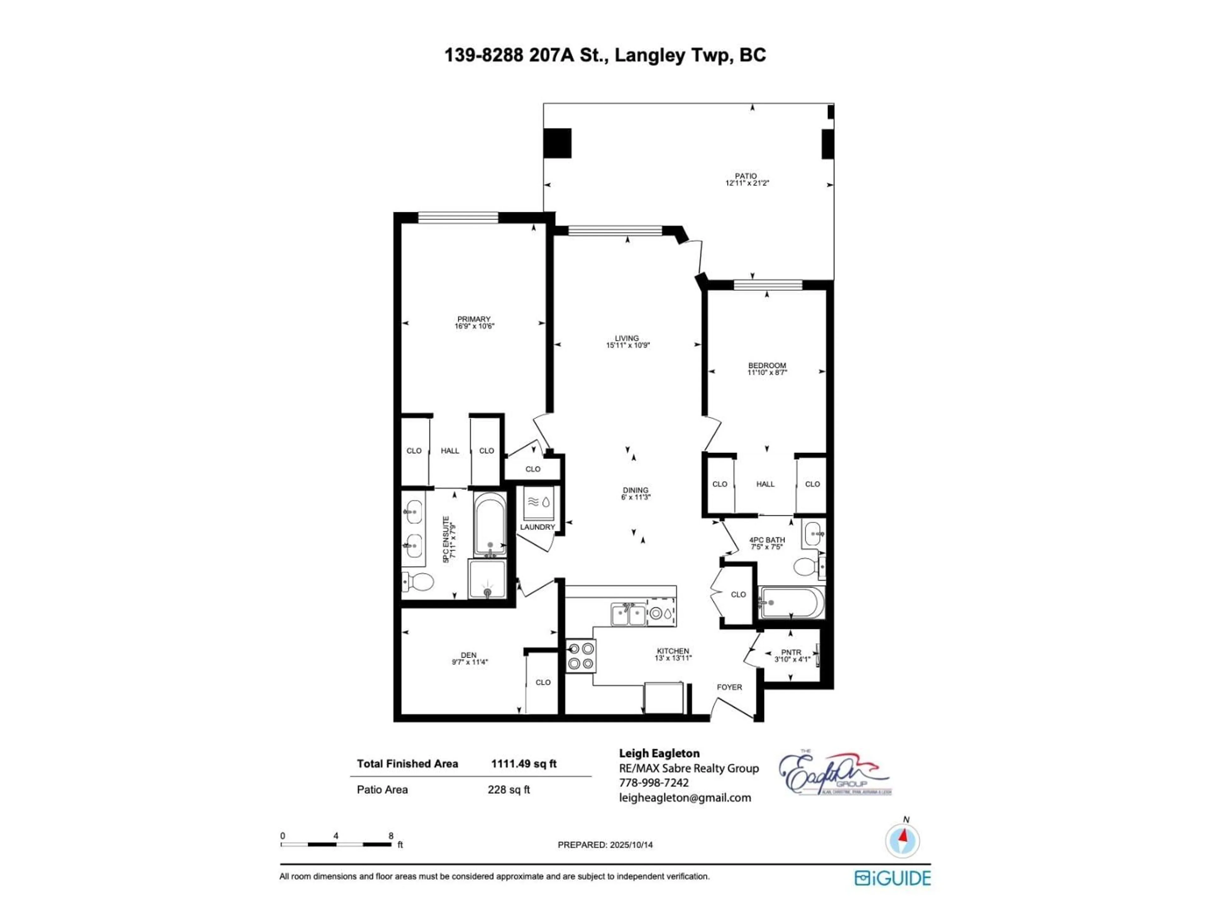 Floor plan for 139 - 8288 207A STREET, Langley British Columbia V2Y0L2