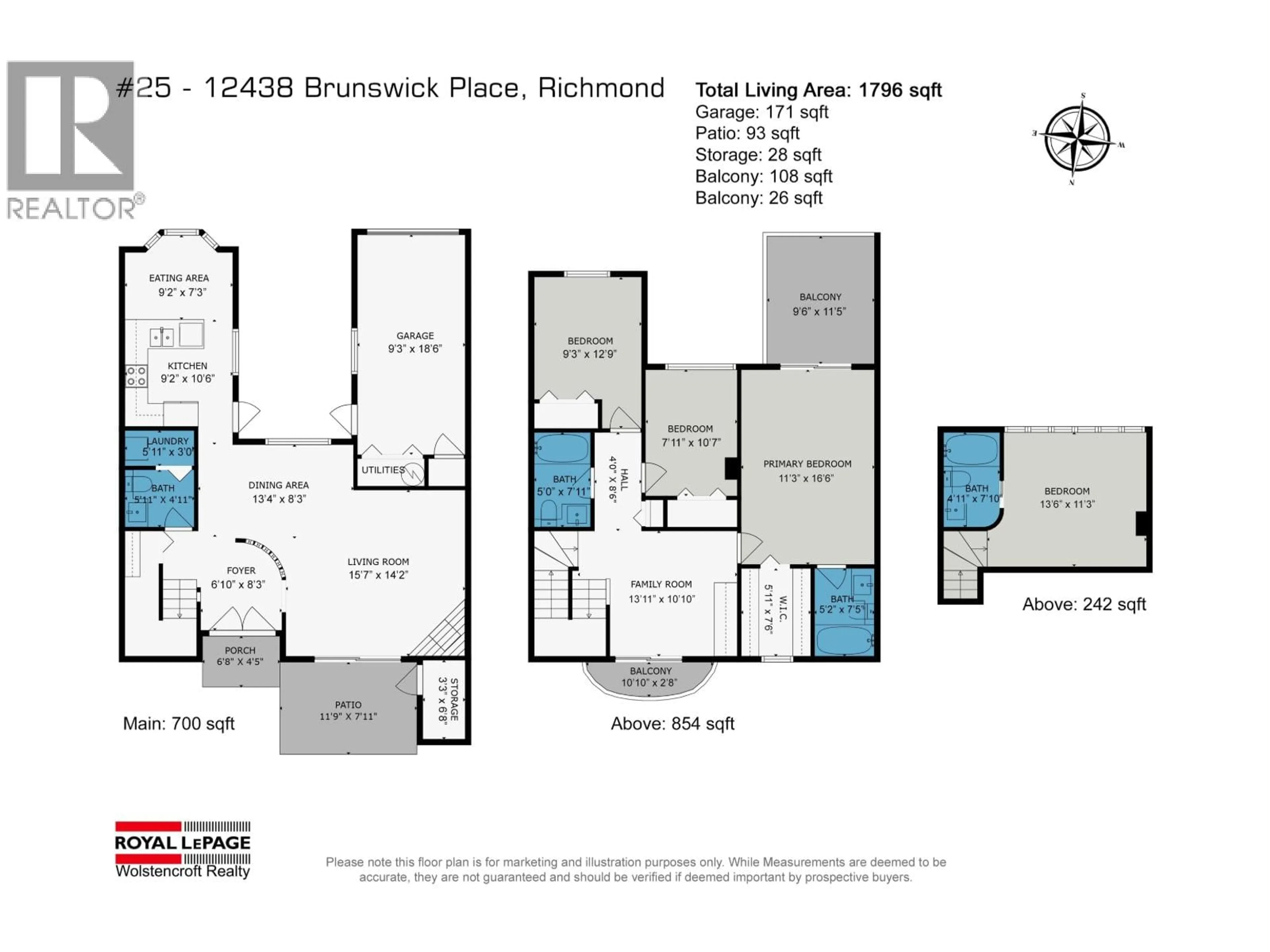 Floor plan for 25 - 12438 BRUNSWICK PLACE, Richmond British Columbia V7E6K6