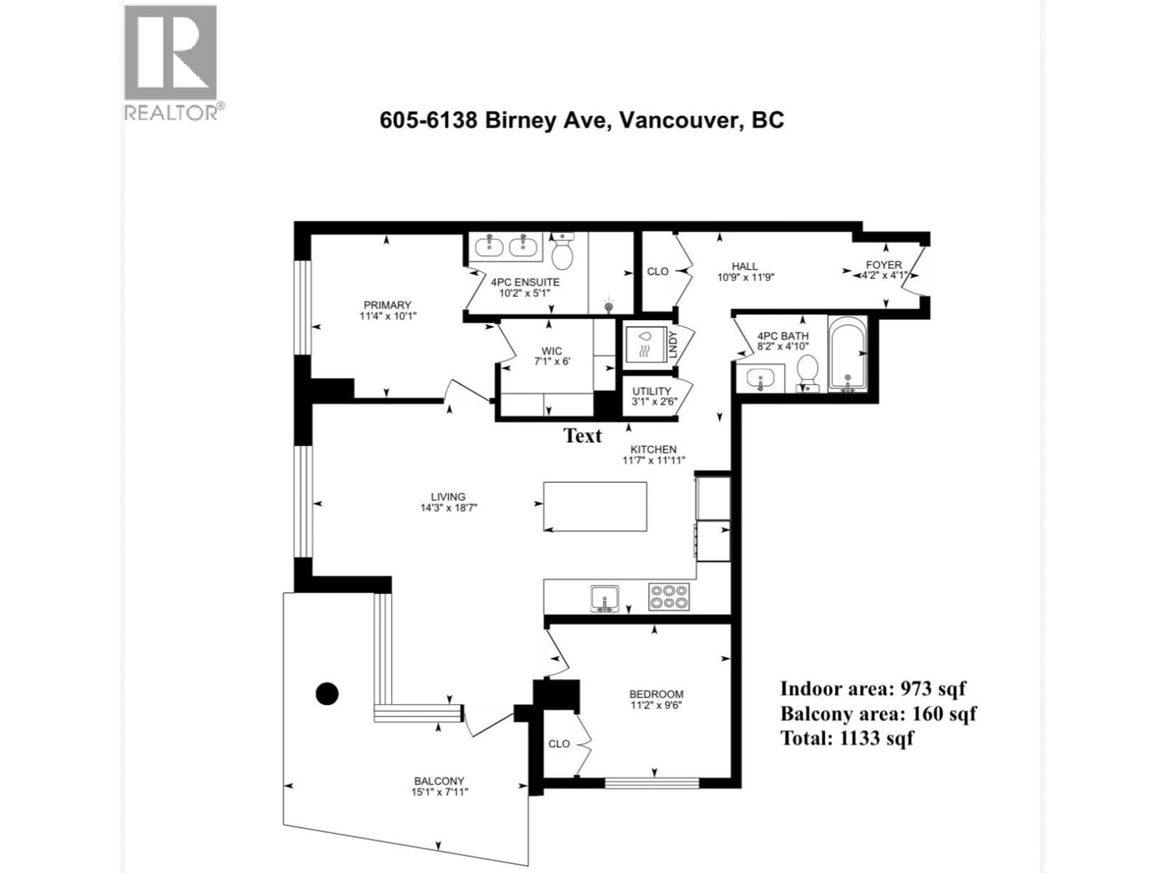 Floor plan for 605 - 6138 BIRNEY AVENUE, Vancouver British Columbia V6T1W5
