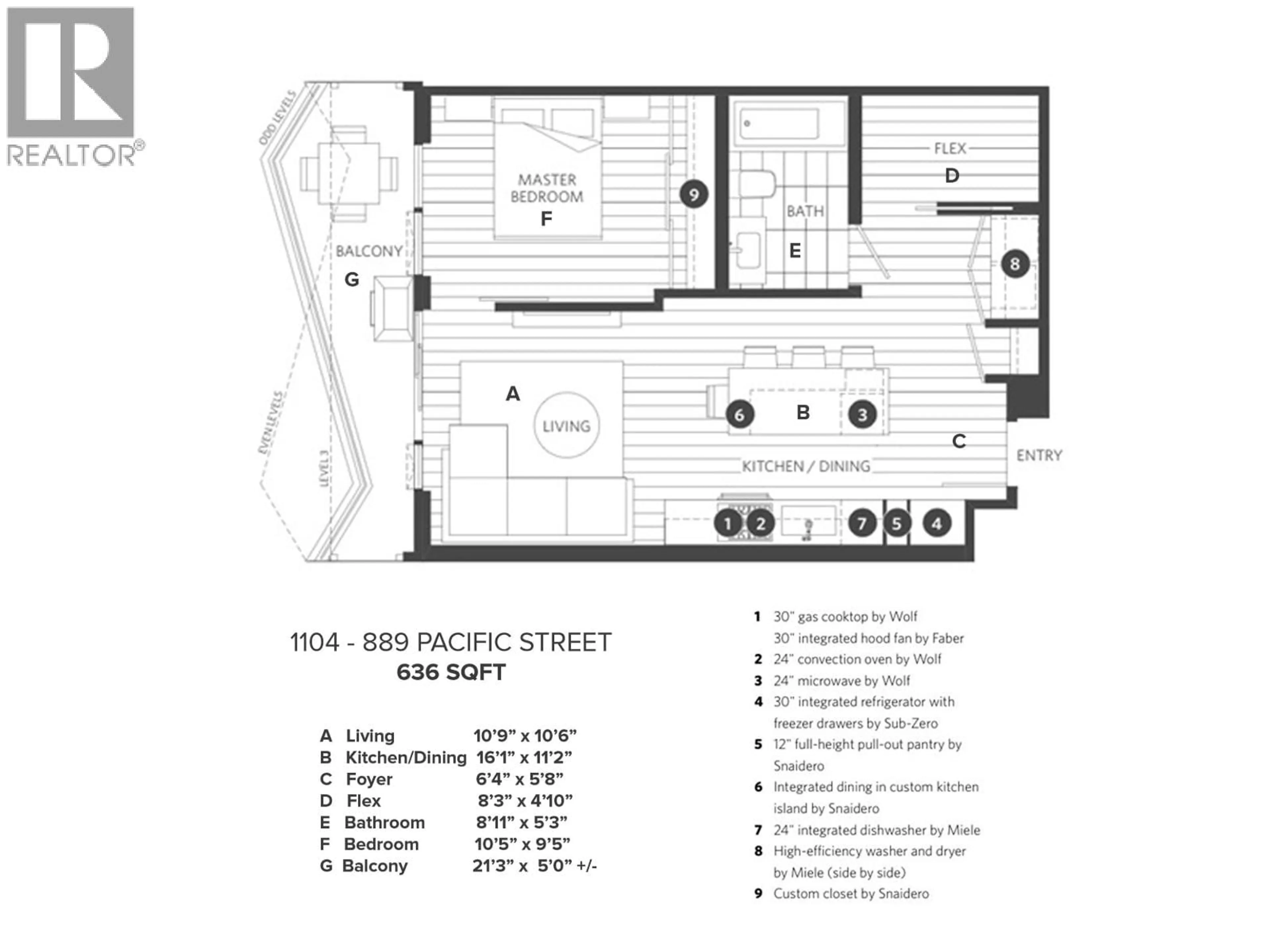 Floor plan for 1104 - 889 PACIFIC STREET, Vancouver British Columbia V6Z1C3