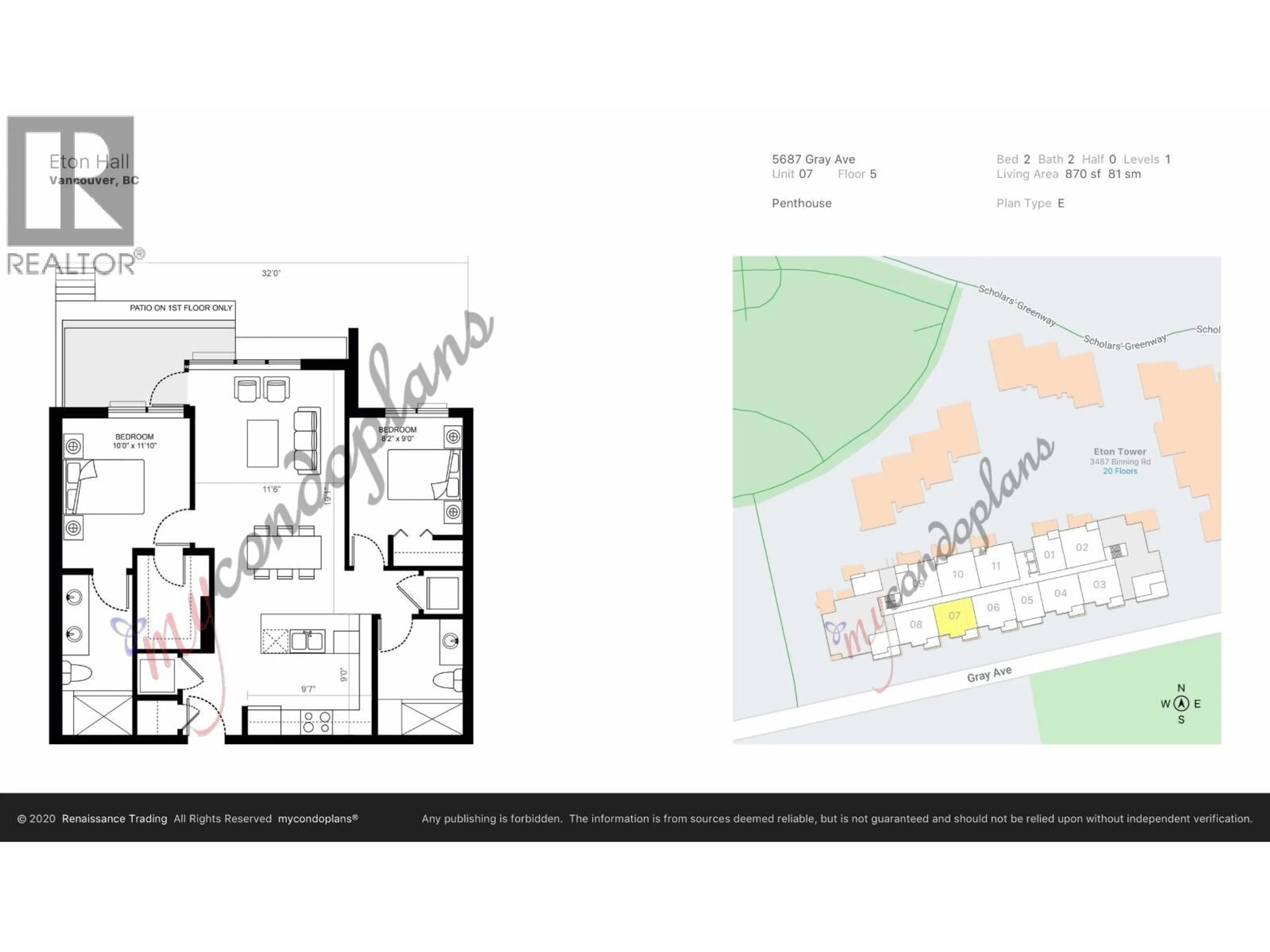 Floor plan for 507 - 5687 GRAY AVENUE, Vancouver British Columbia V6S0K7