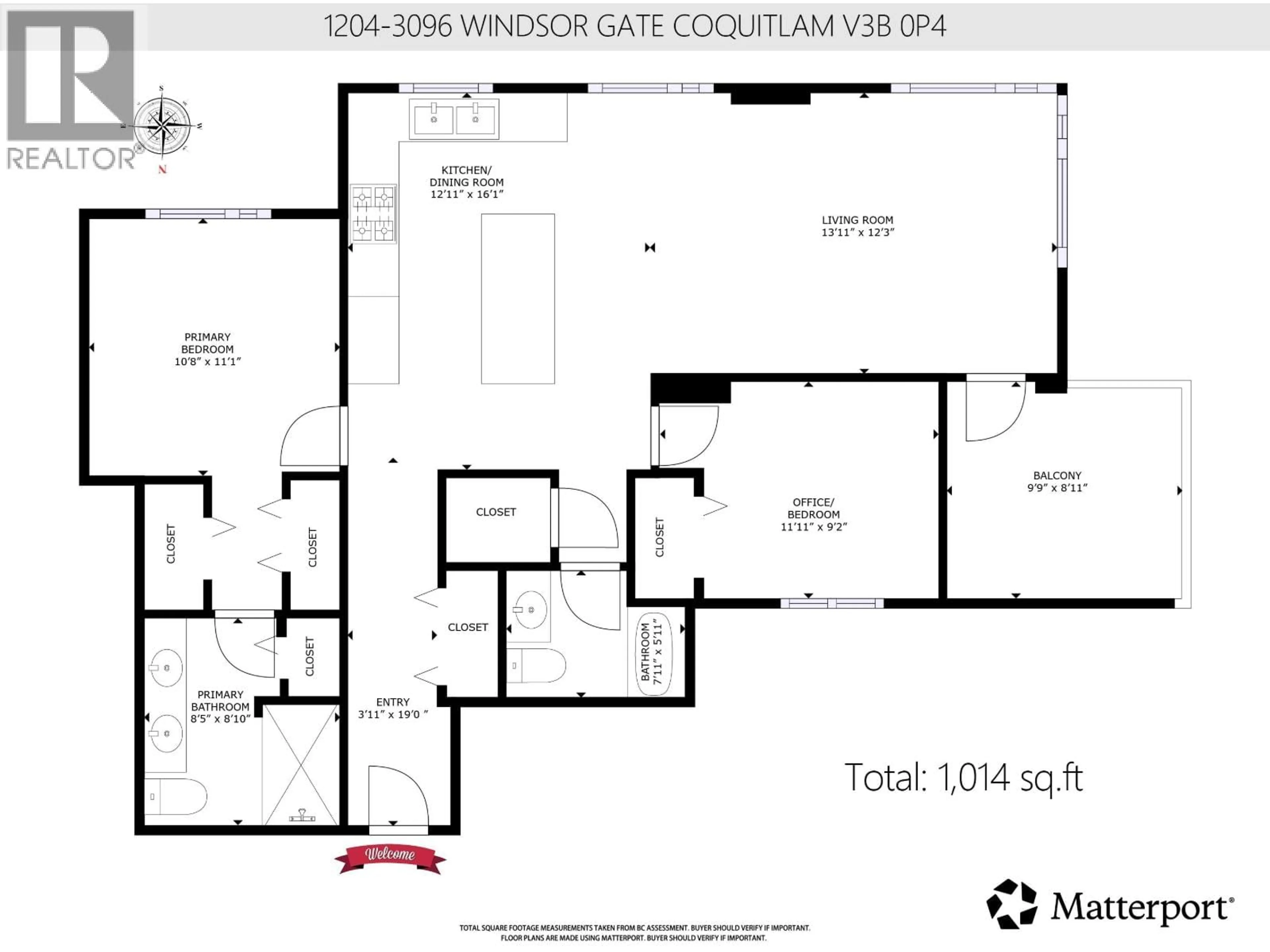 Floor plan for 1204 - 3096 WINDSOR GATE, Coquitlam British Columbia V3B0P4