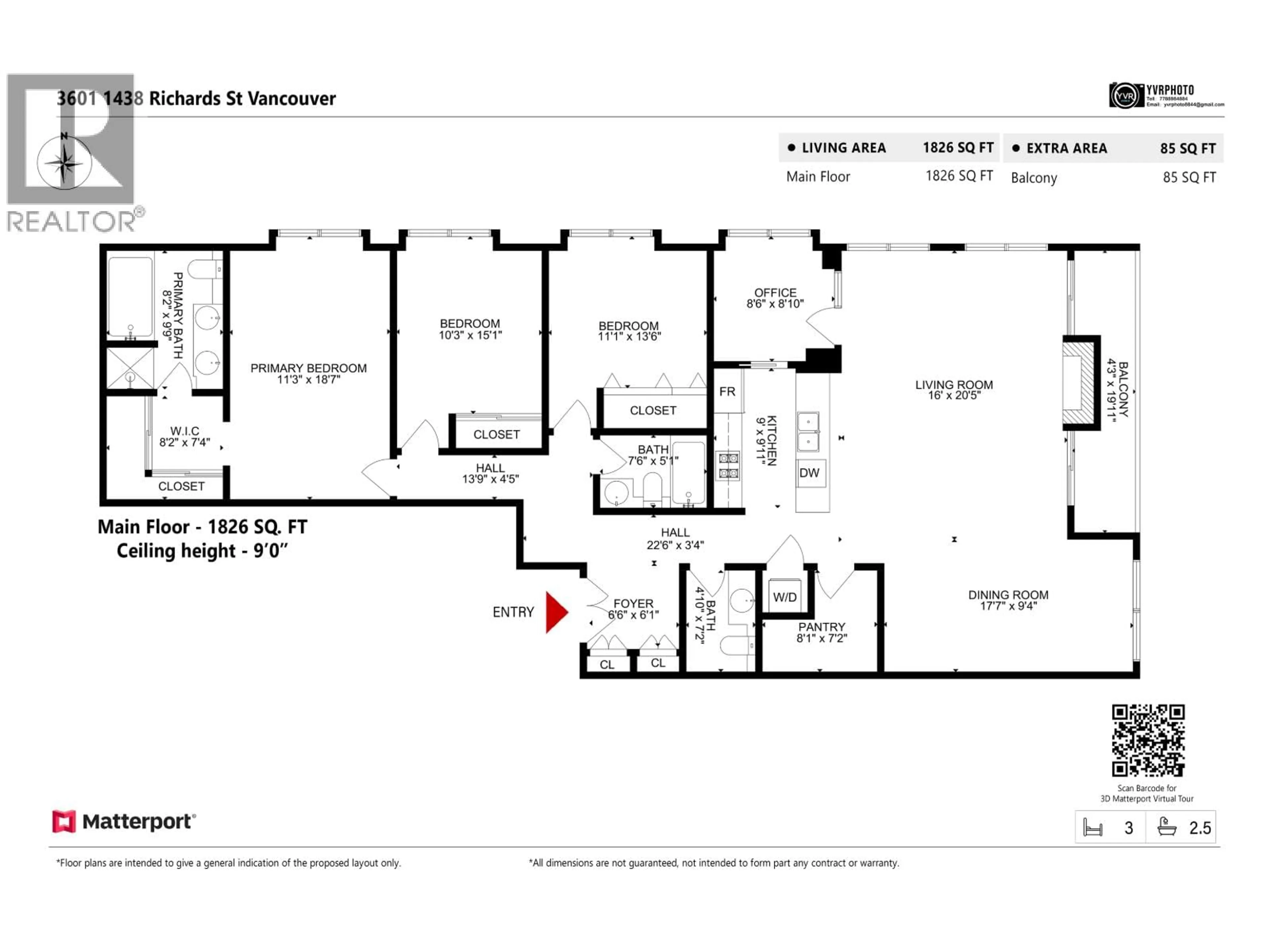 Floor plan for 3601 - 1438 RICHARDS STREET, Vancouver British Columbia V6Z3B8