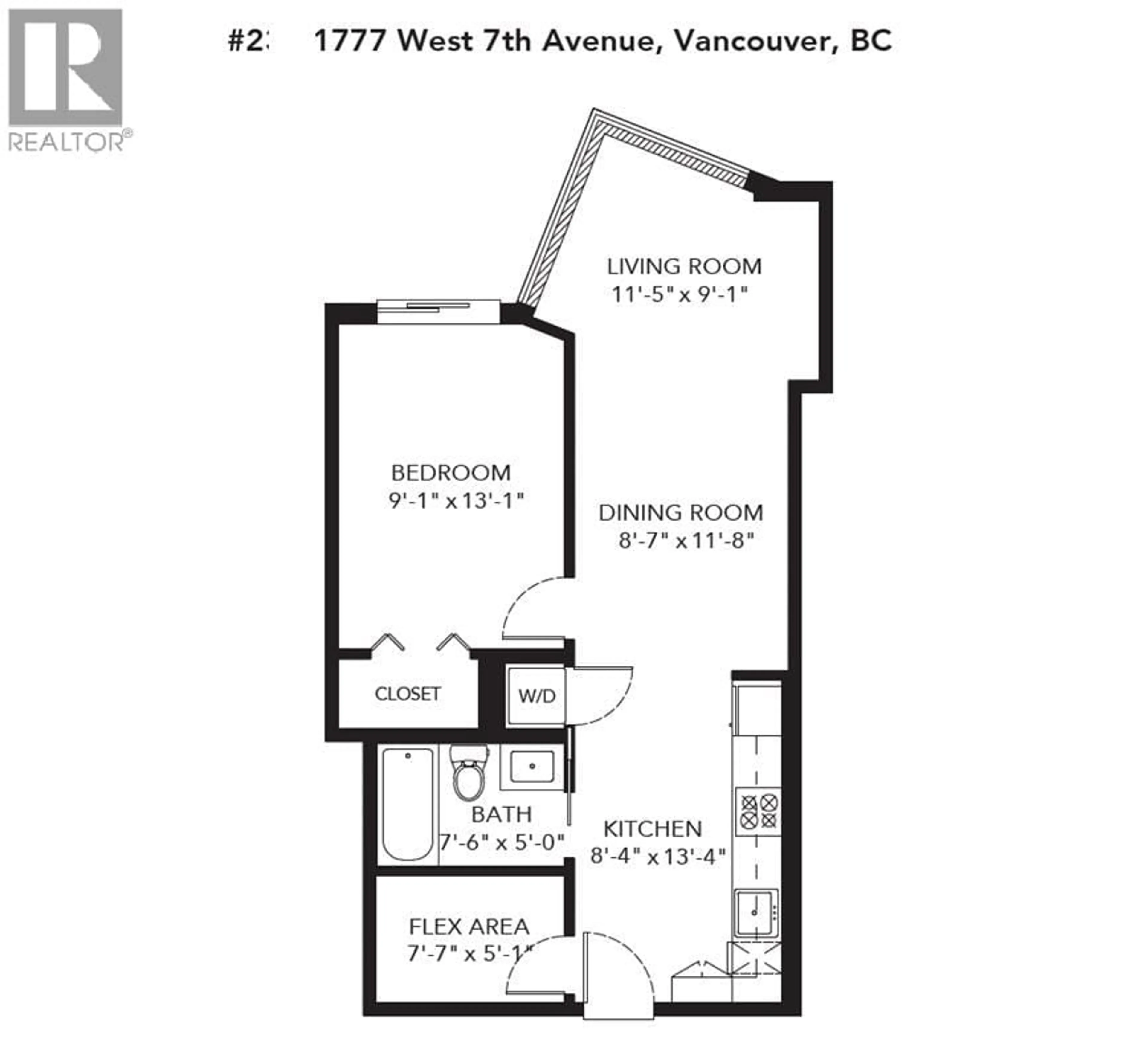 Floor plan for 232 - 1777 7TH AVENUE, Vancouver British Columbia V6J0E5