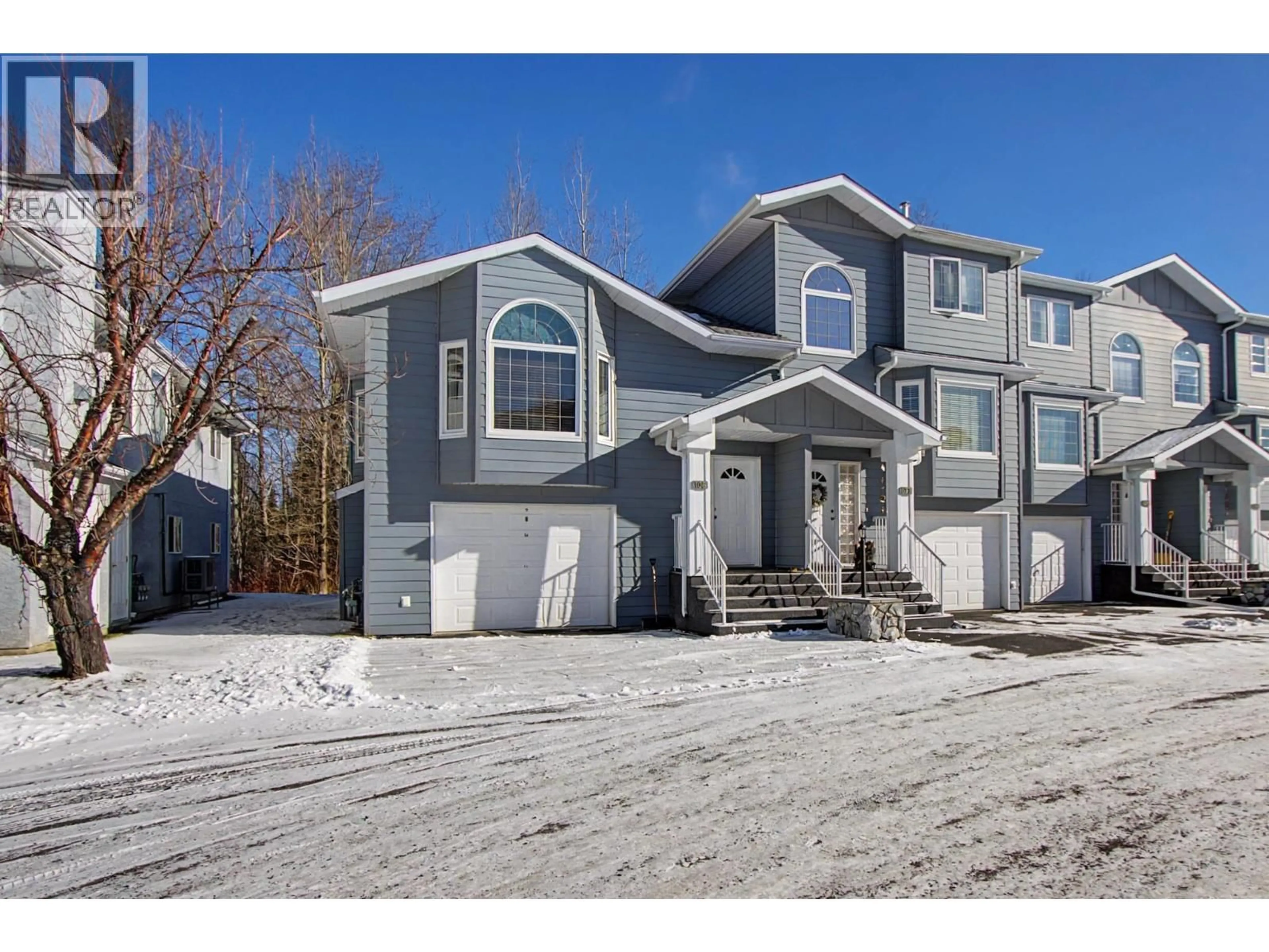 Home with vinyl exterior material, street for 108 - 6450 DAWSON ROAD, Prince George British Columbia V2K5Y4