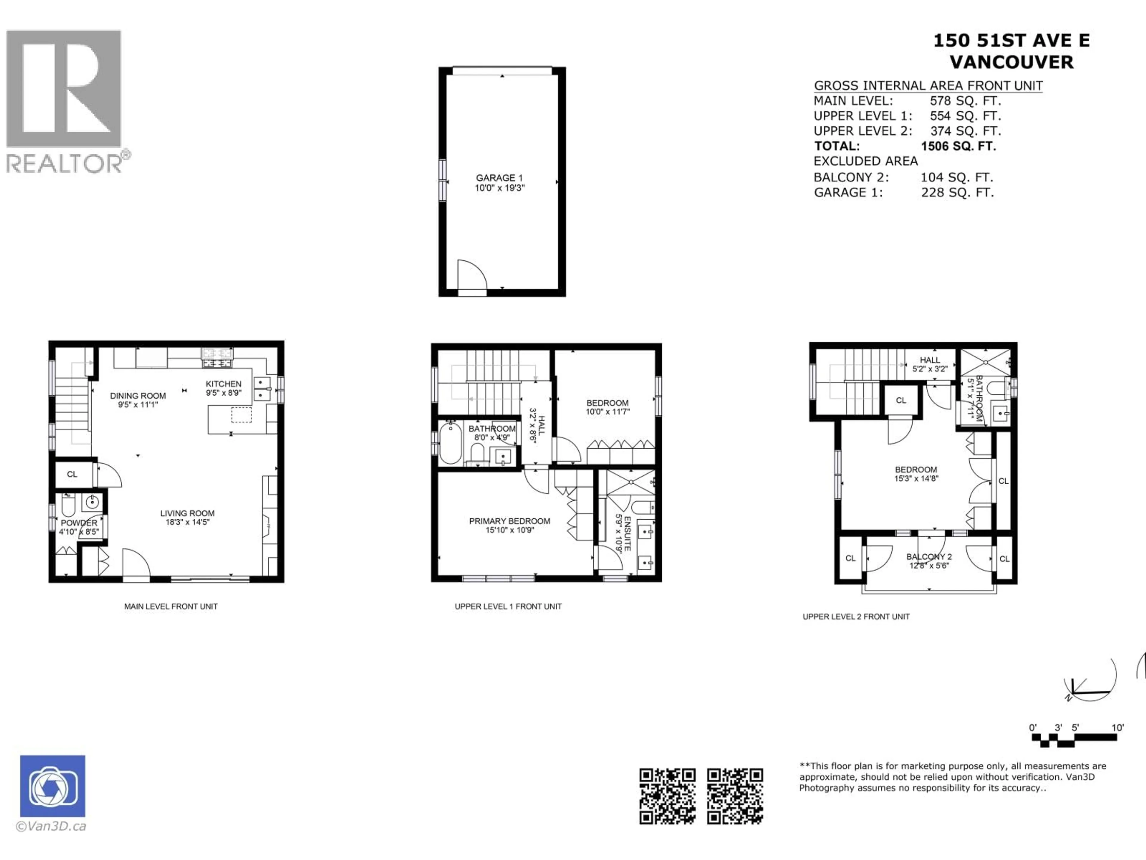 Floor plan for 1 - 150 51 AVENUE, Vancouver British Columbia V5X1C3