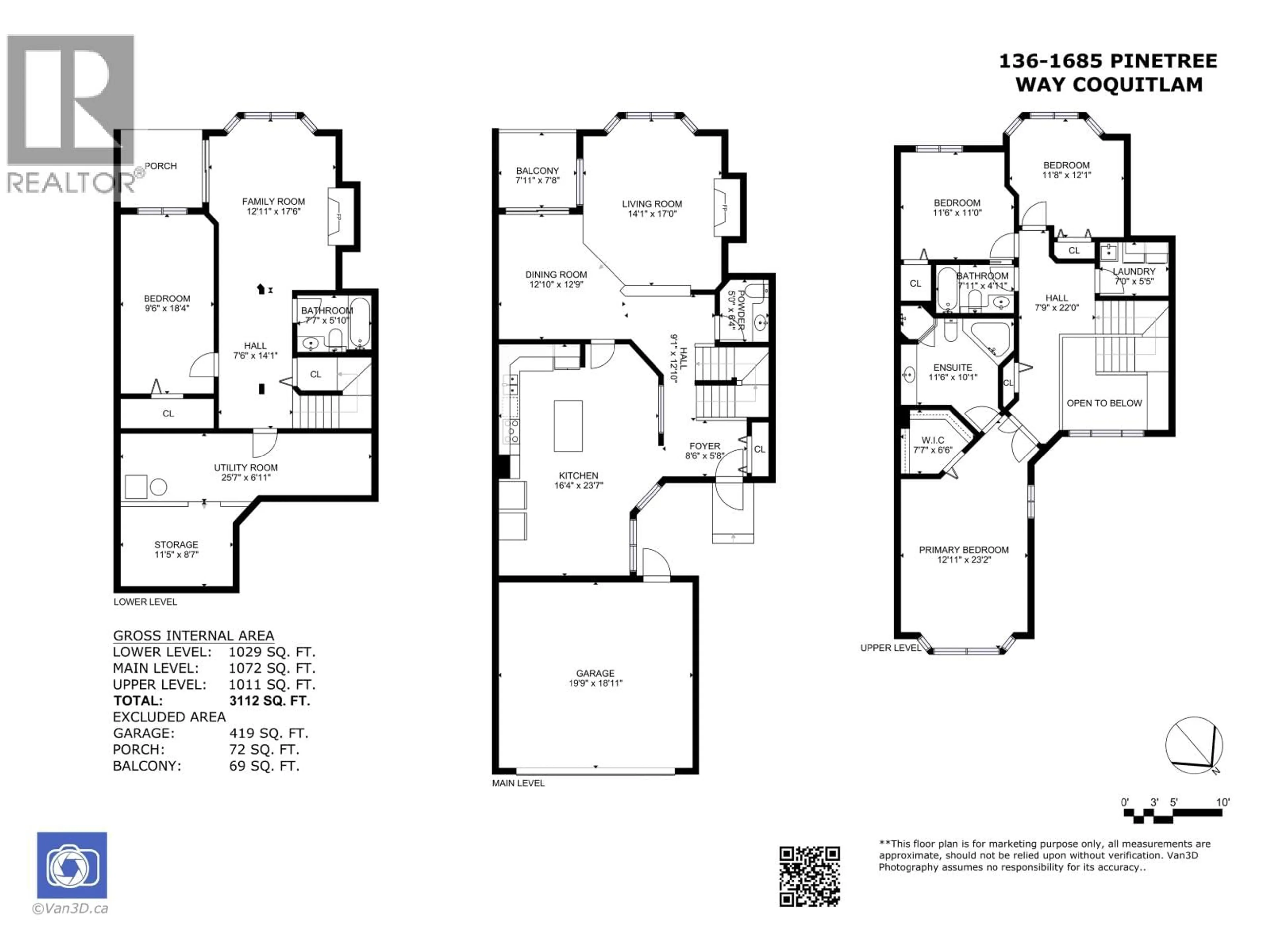 Floor plan for 136 - 1685 PINETREE WAY, Coquitlam British Columbia V3E3A1