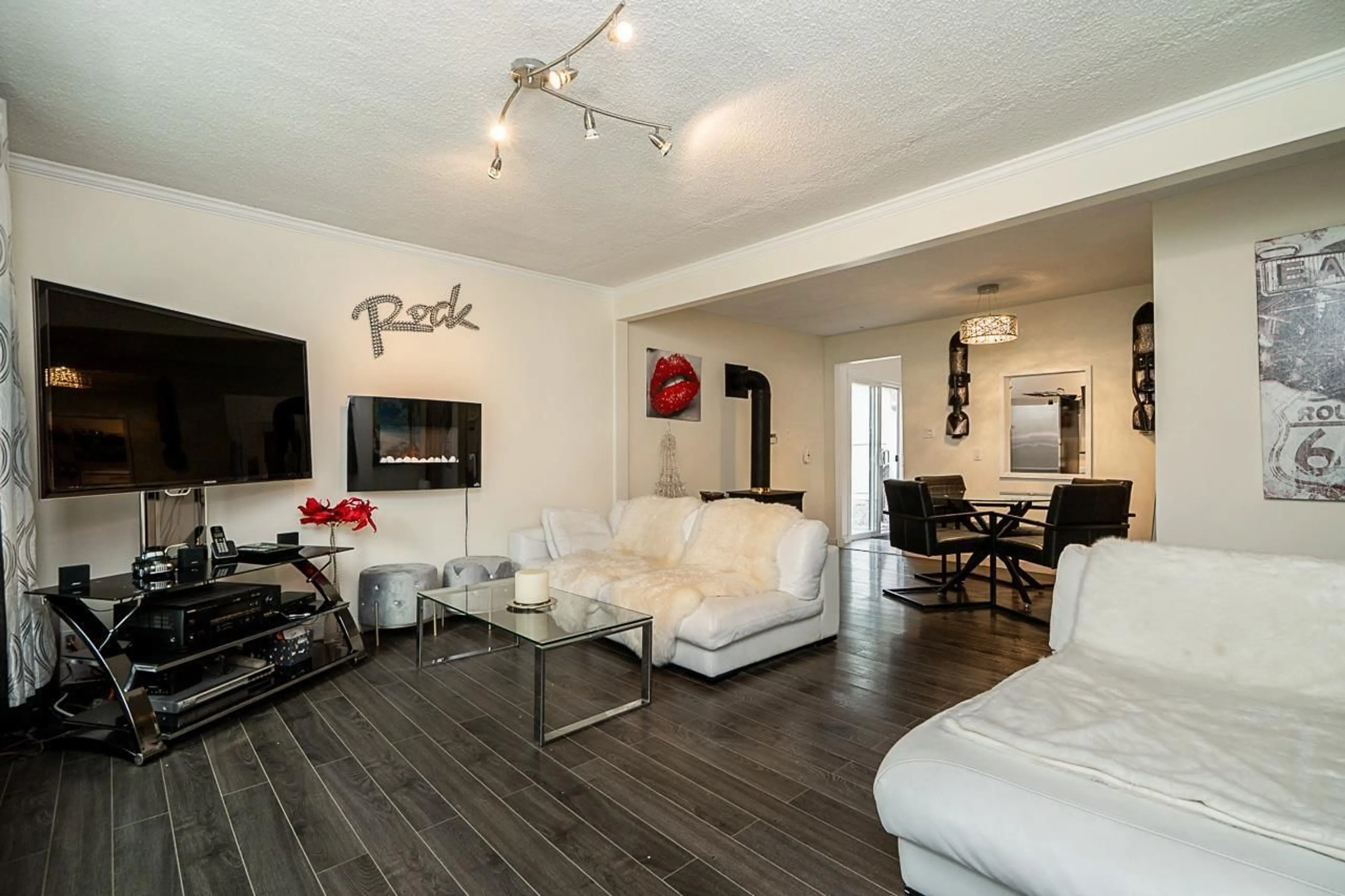 Living room with furniture, wood/laminate floor for 3742 204 STREET, Langley British Columbia V3A1X4