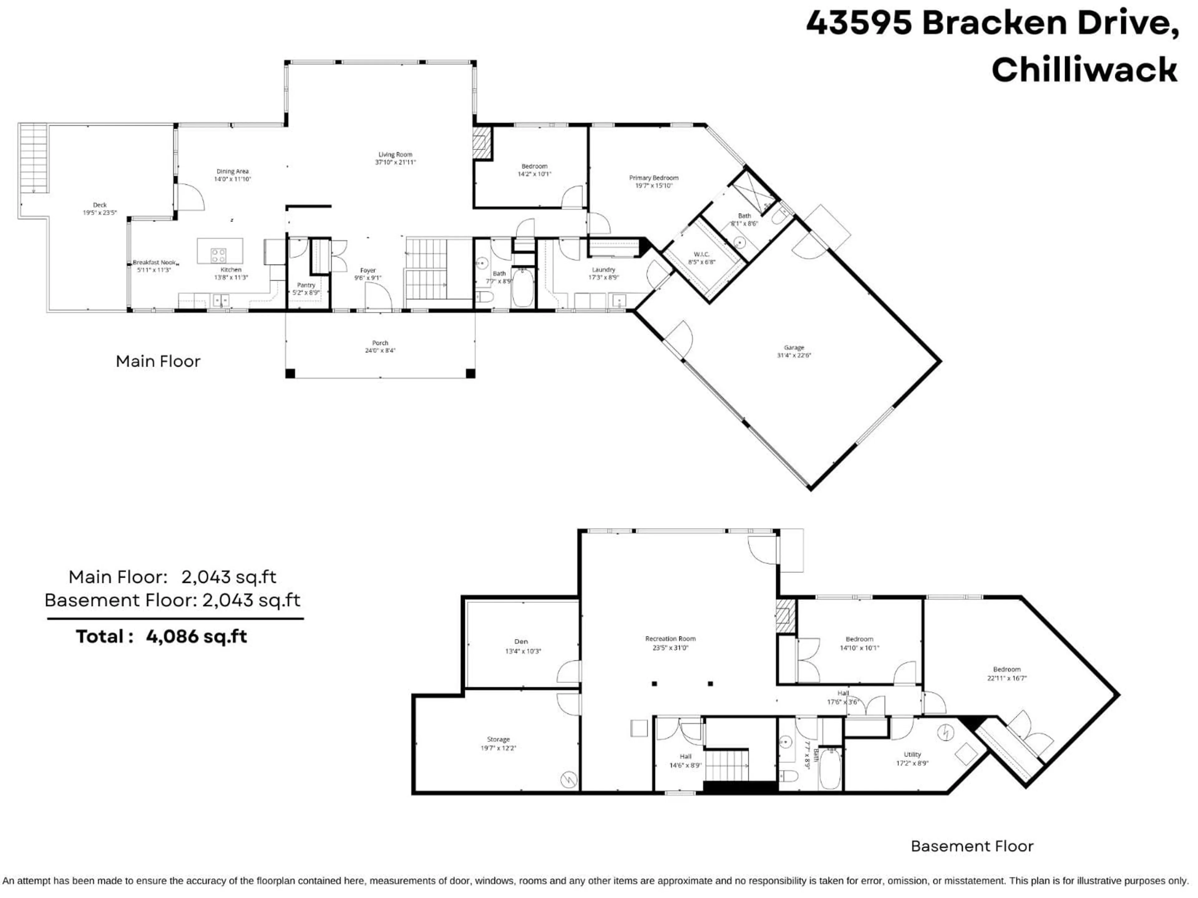 Floor plan for 43595 BRACKEN DRIVE, Chilliwack British Columbia V2R4A3