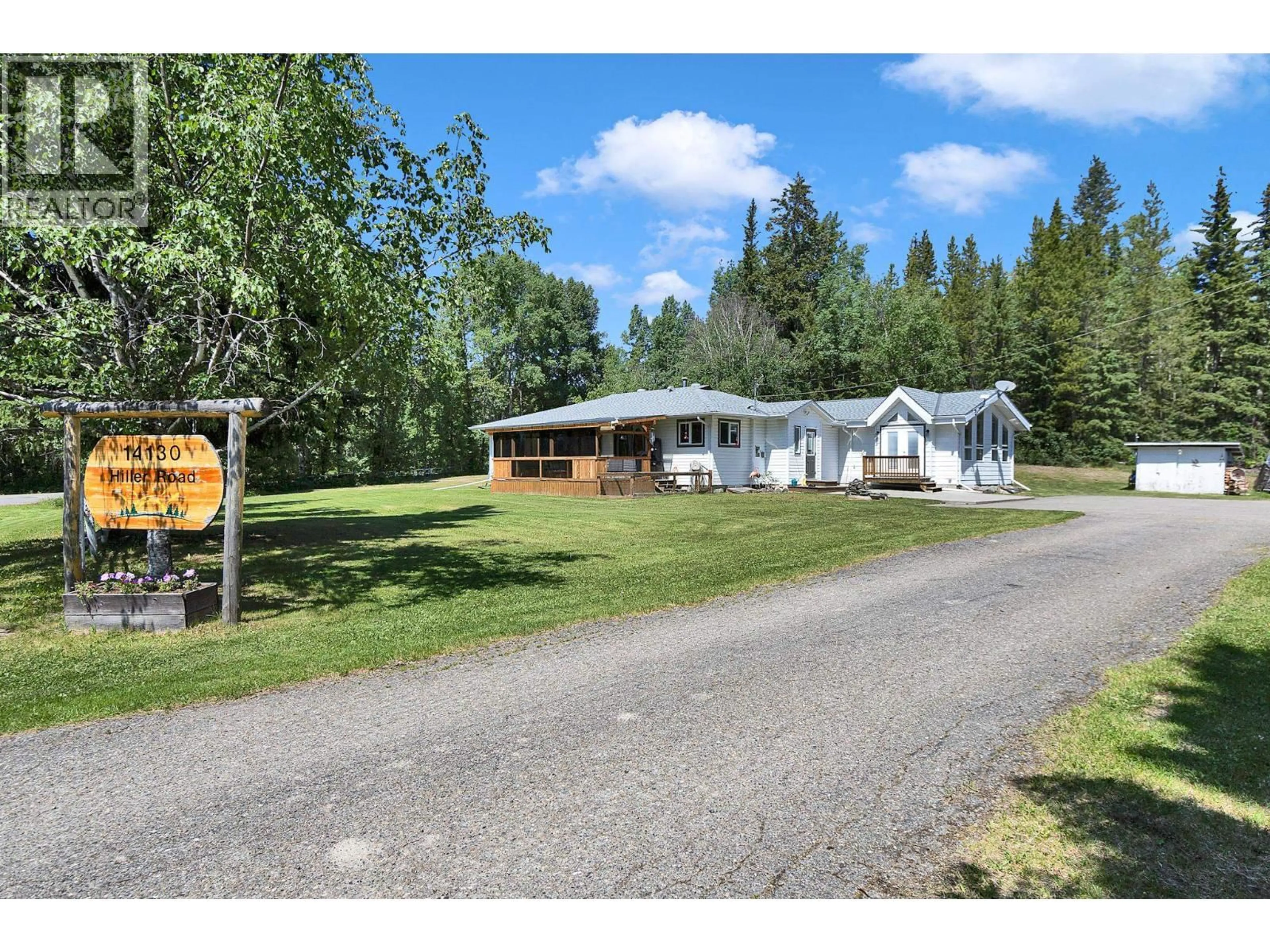 A pic from outside/outdoor area/front of a property/back of a property/a pic from drone, street for 14130 HILLER ROAD, Prince George British Columbia V2N5C2