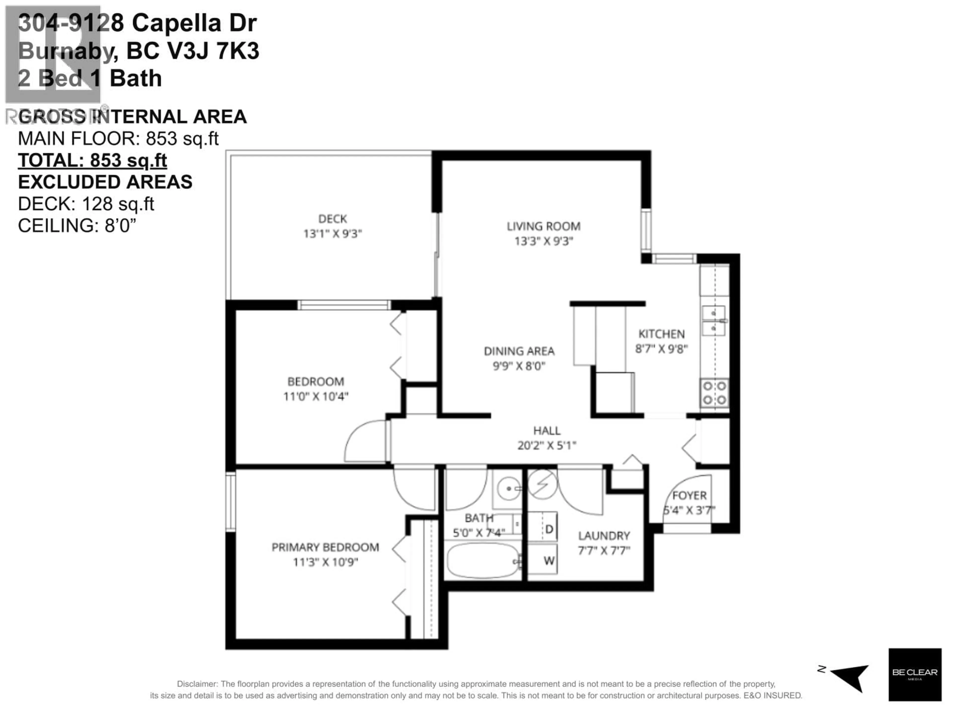 Floor plan for 304 - 9128 CAPELLA DRIVE, Burnaby British Columbia V3J7K3