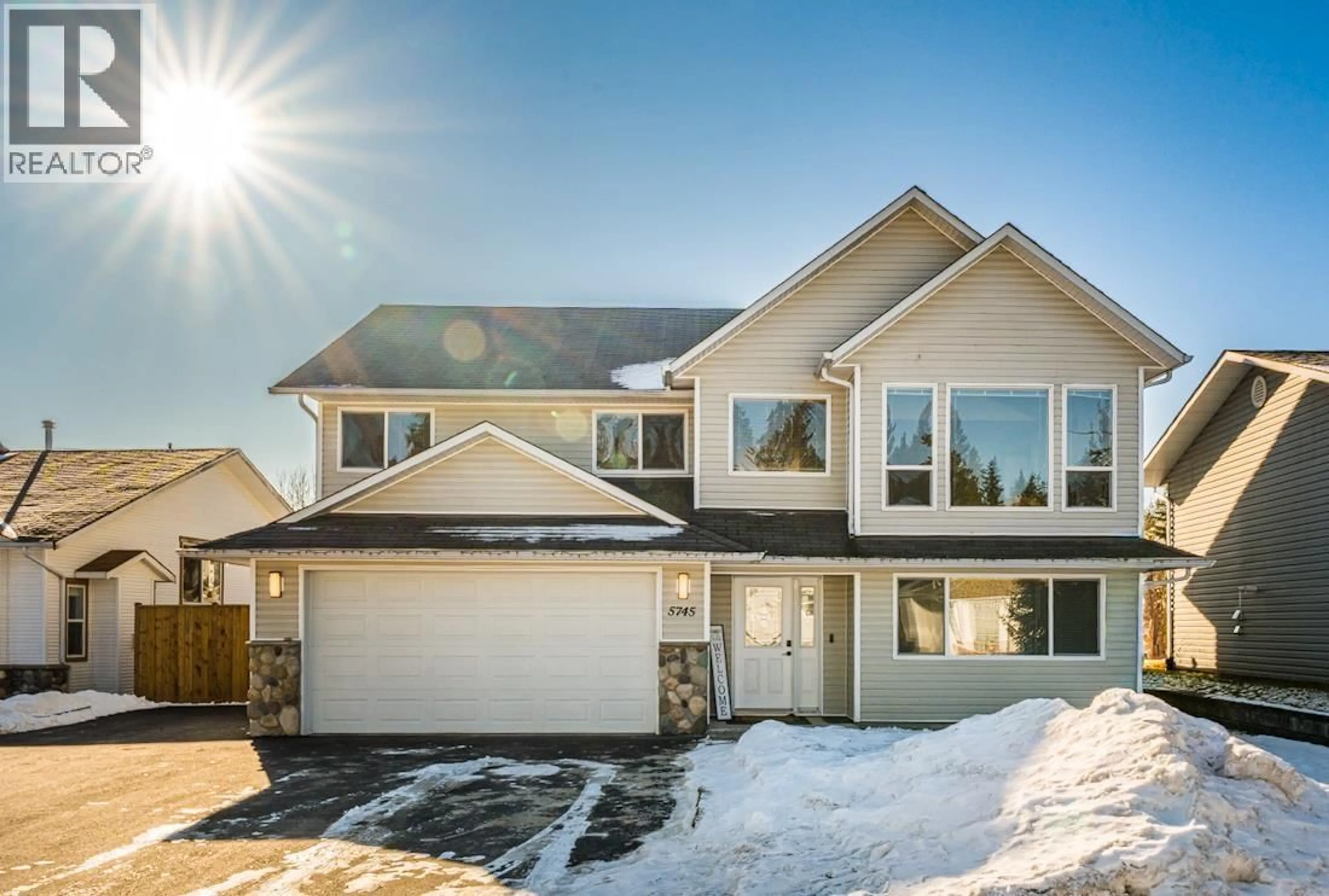 Home with vinyl exterior material, street for 5745 KOVACHICH DRIVE, Prince George British Columbia V2N6S8