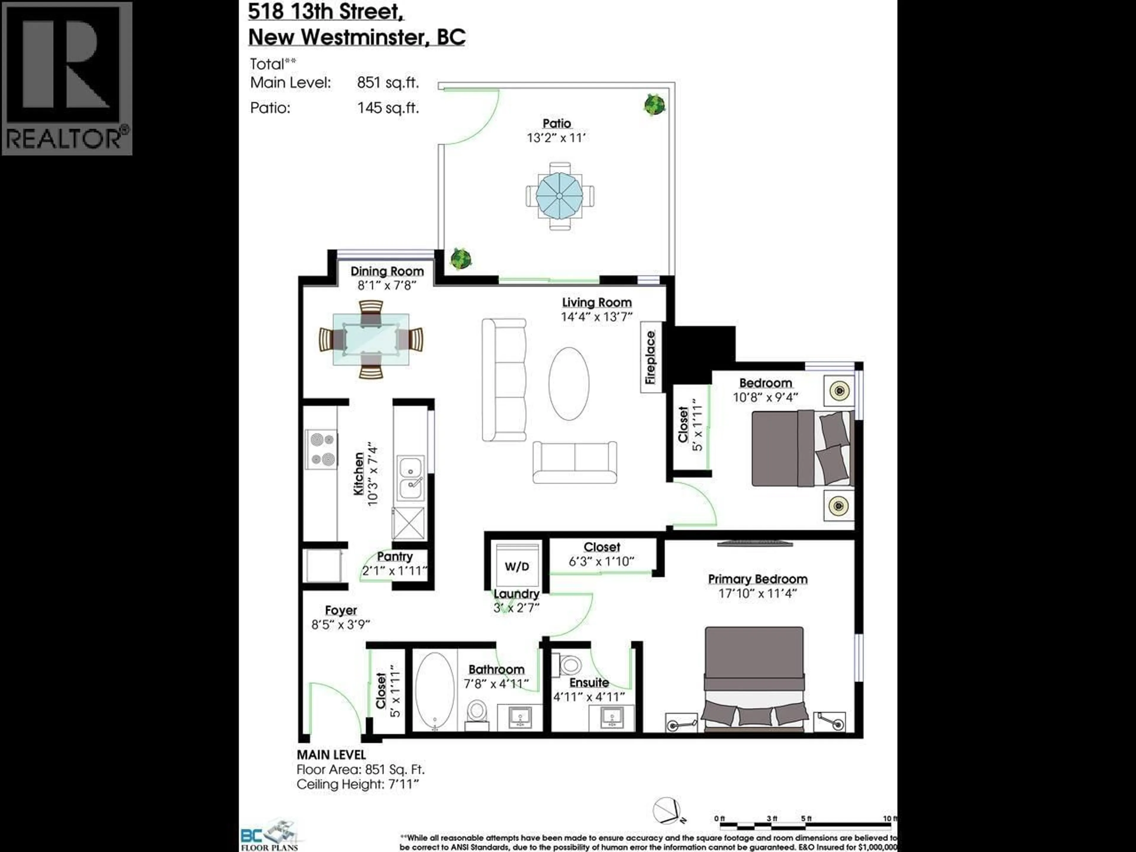 Floor plan for 105 - 518 THIRTEENTH STREET, New Westminster British Columbia V3M4L9