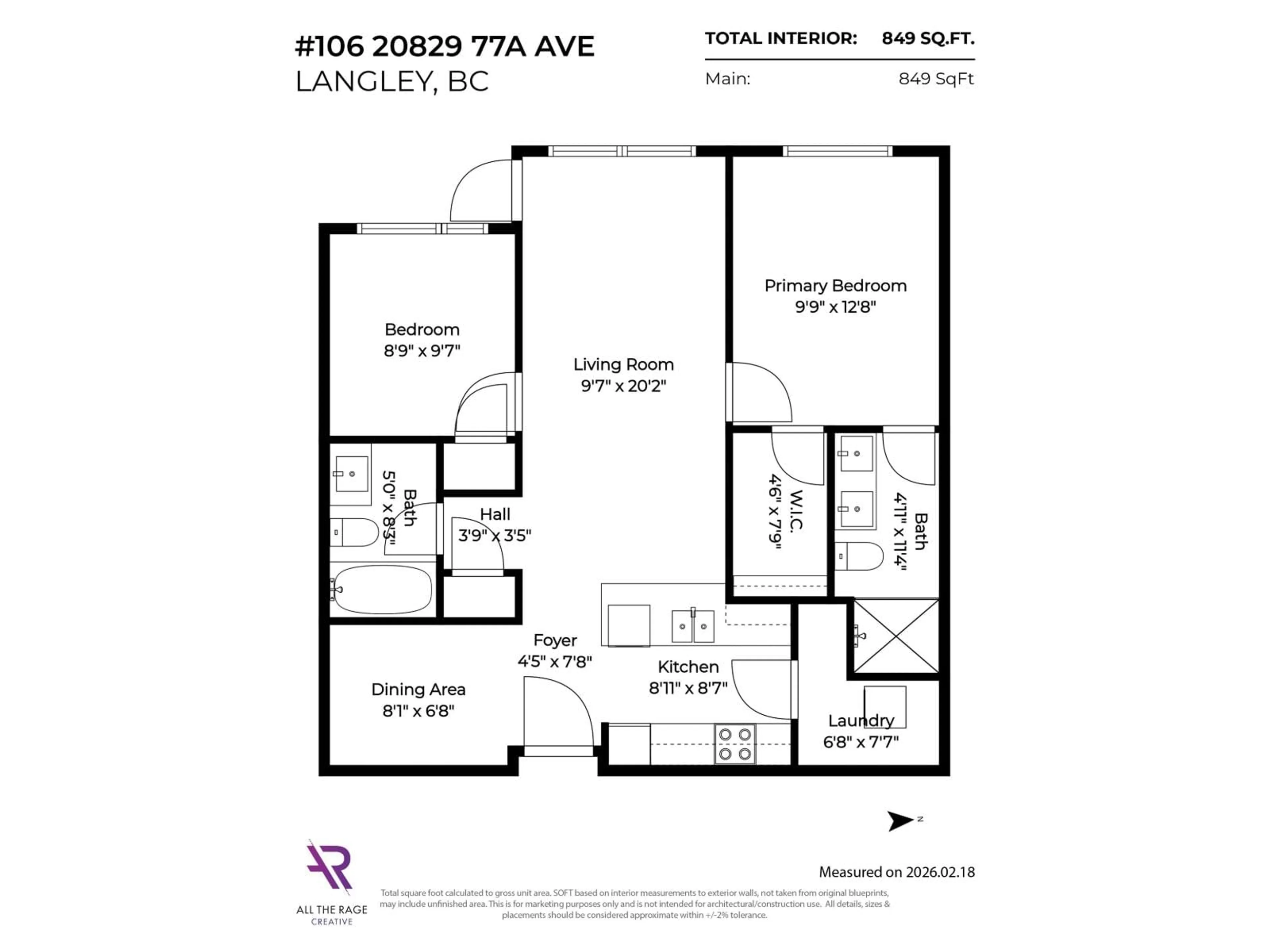 Floor plan for 106 - 20829 77A AVENUE, Langley British Columbia V2Y0Y5