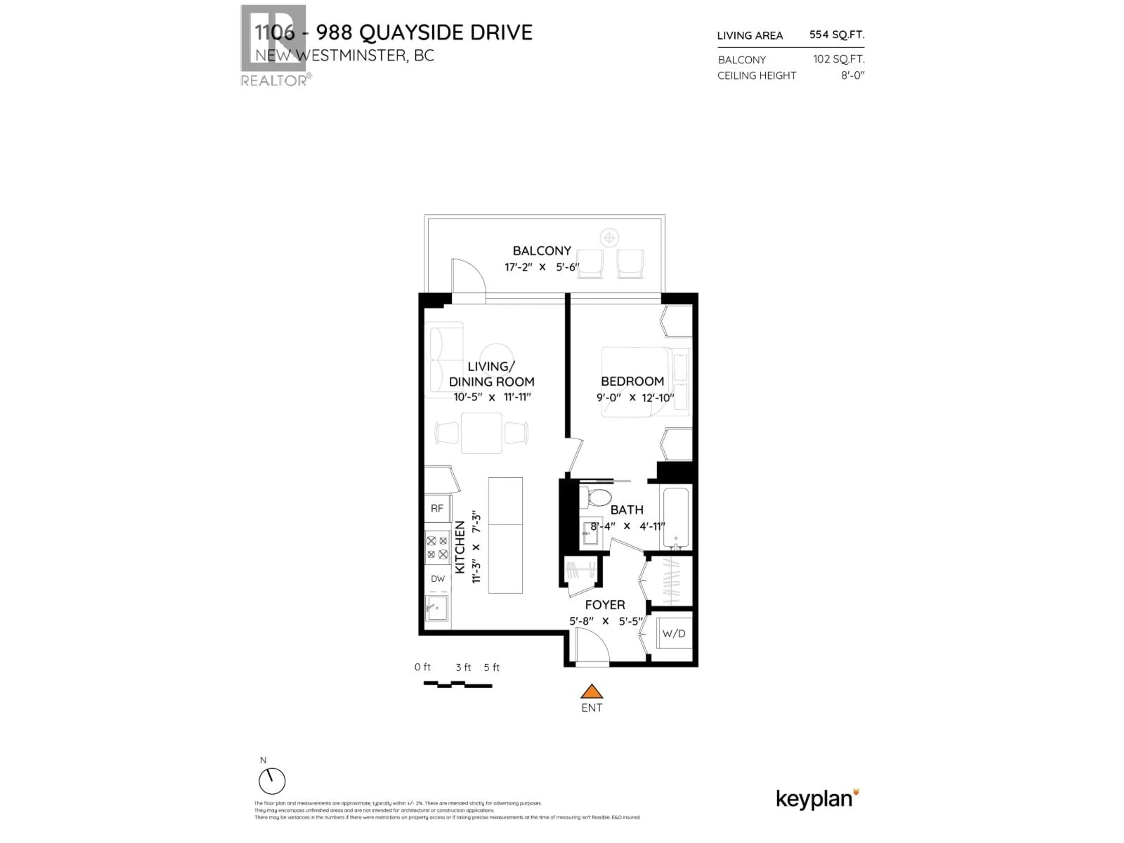 Floor plan for 1106 - 988 QUAYSIDE DRIVE, New Westminster British Columbia V3M0L5