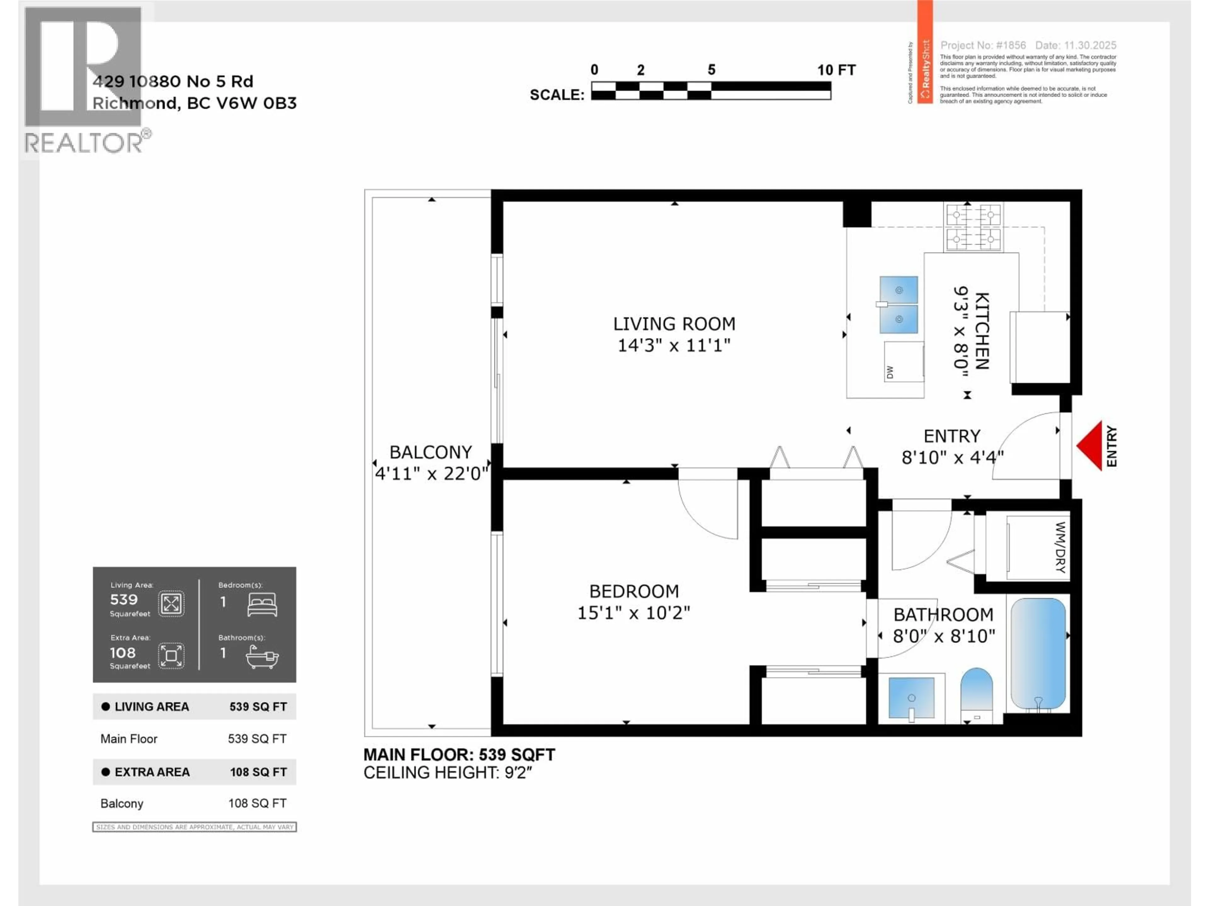 Floor plan for 429 - 10880 NO. 5 ROAD, Richmond British Columbia V6W0B3