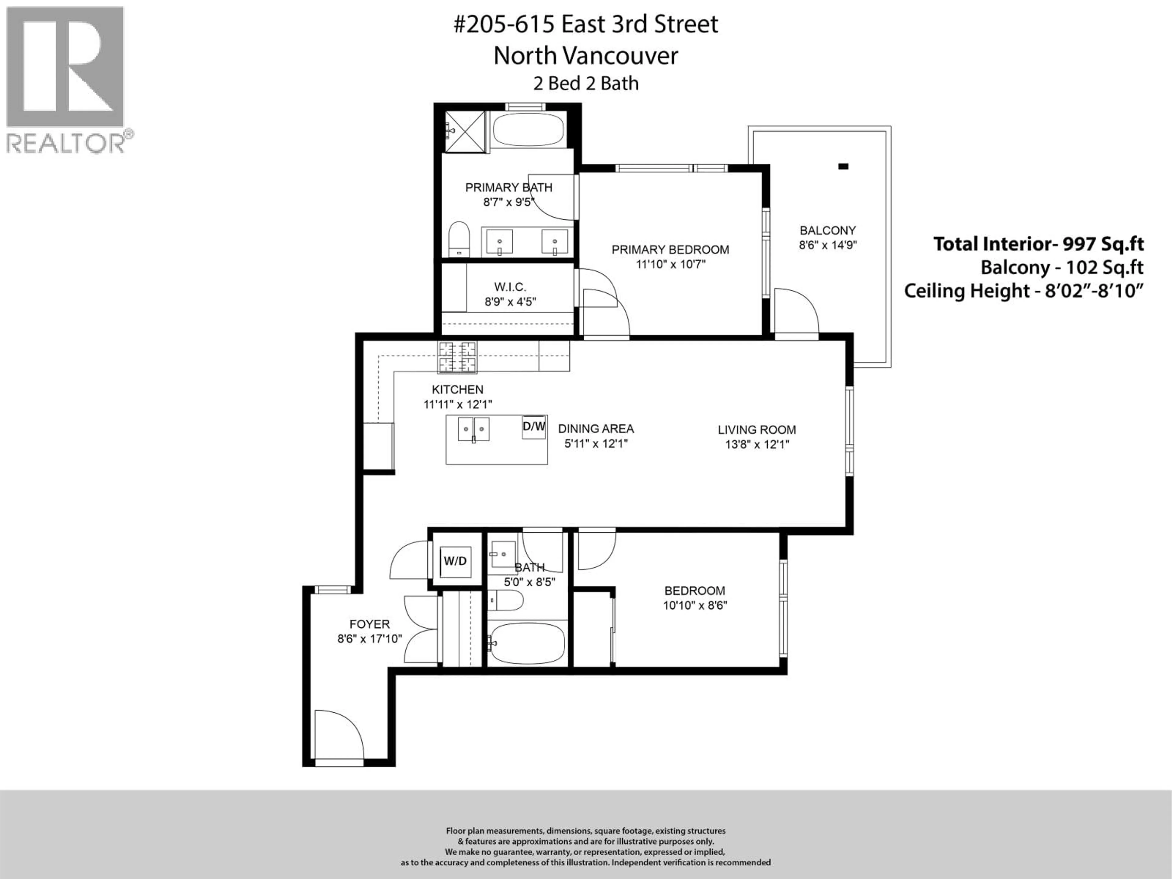 Floor plan for 205 - 615 3RD STREET, North Vancouver British Columbia V7L0G3