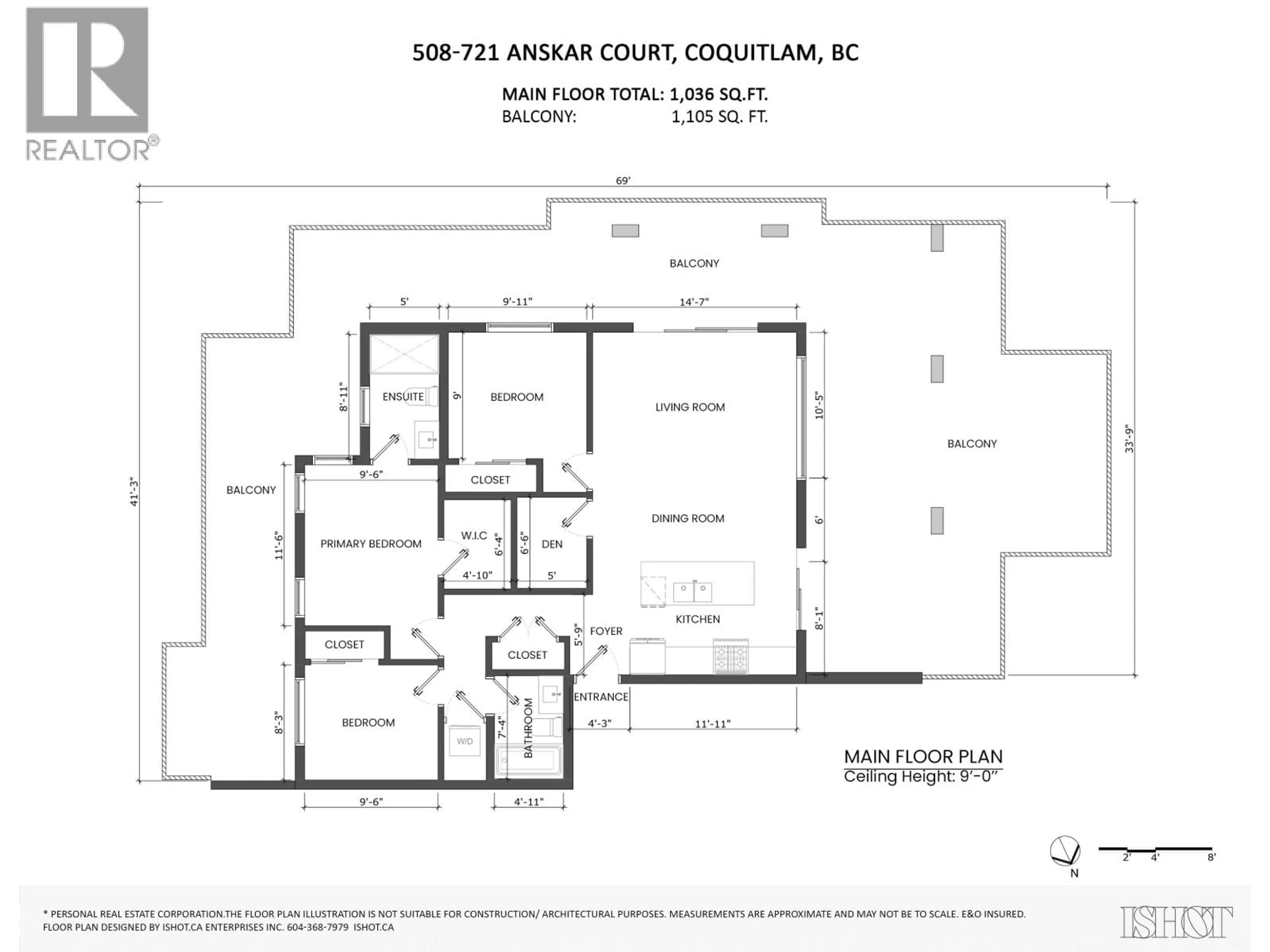 Floor plan for 508 - 721 ANSKAR COURT, Coquitlam British Columbia V3J0L4