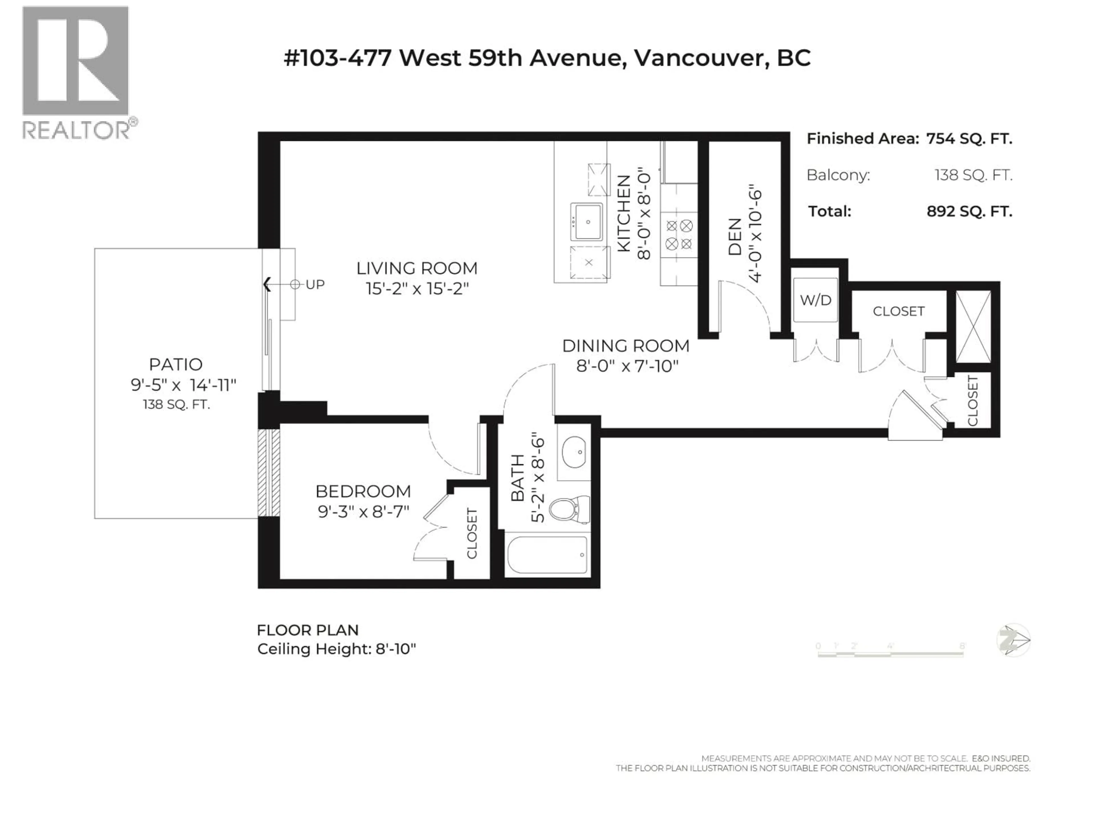 Floor plan for 103 - 477 59TH AVENUE, Vancouver British Columbia V5X1X4