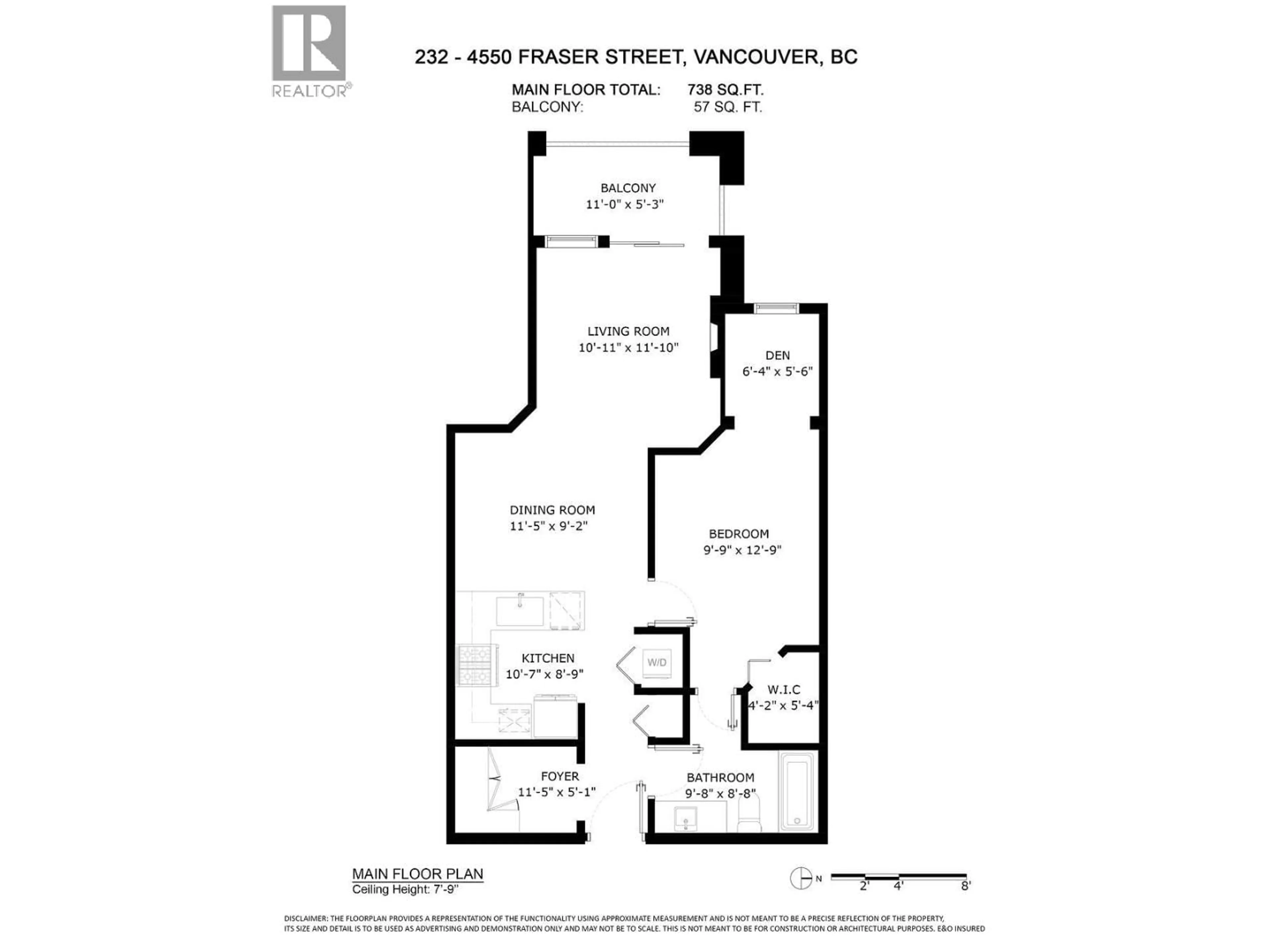 Floor plan for 232 - 4550 FRASER STREET, Vancouver British Columbia V5V4G8