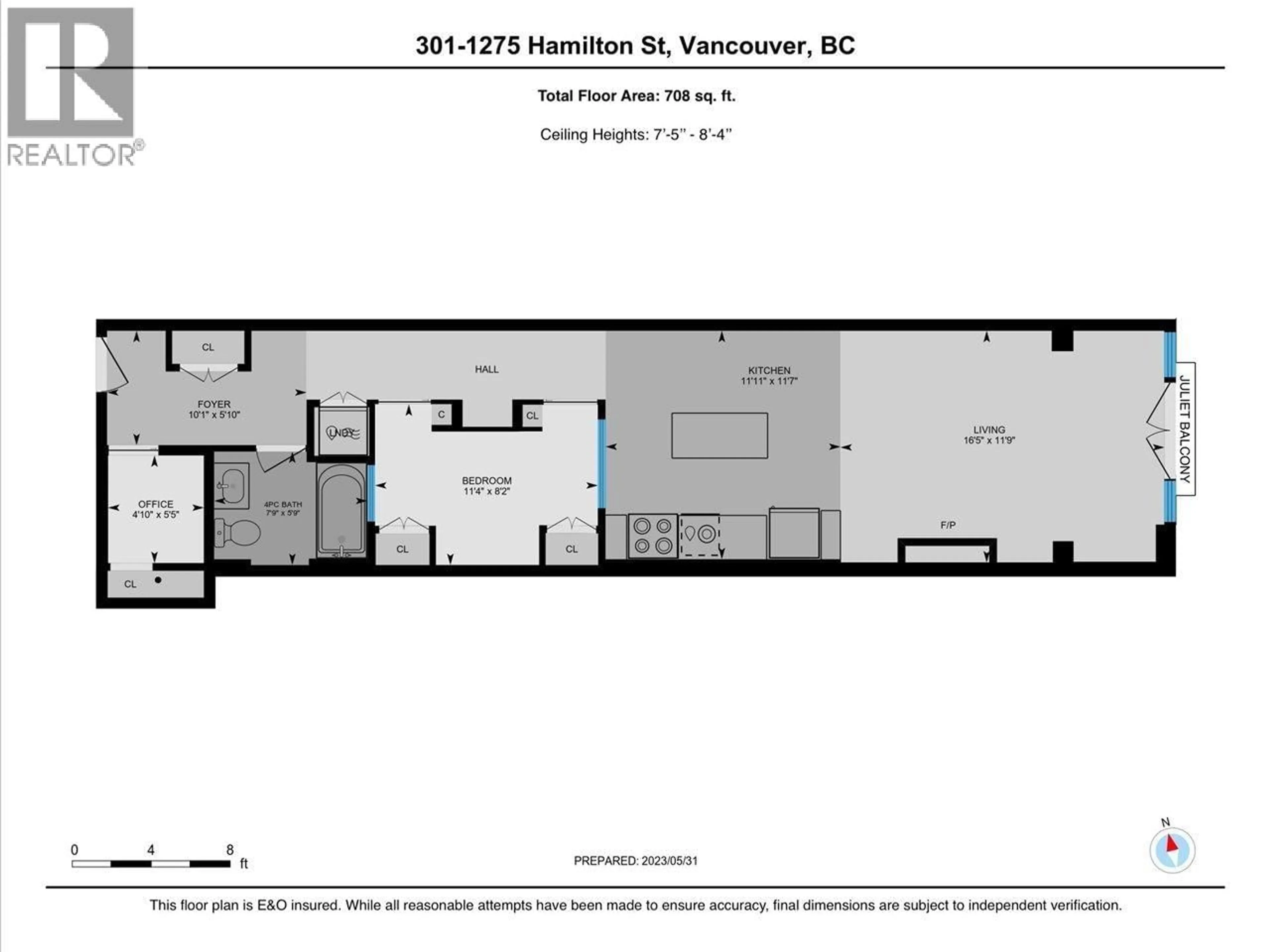 Floor plan for 301 - 1275 HAMILTON STREET, Vancouver British Columbia V6B1E2