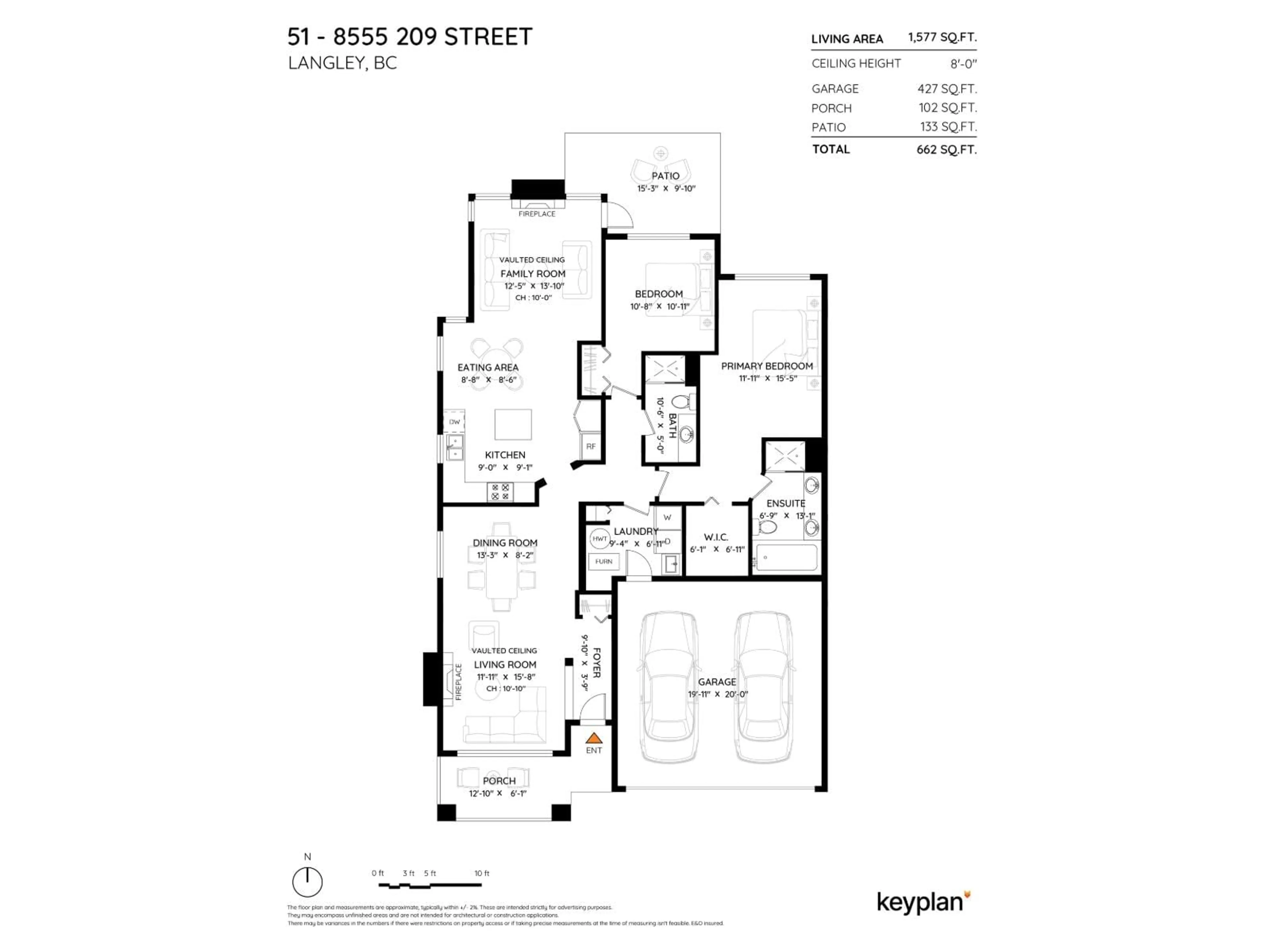Floor plan for 51 - 8555 209 STREET, Langley British Columbia V1M3W2