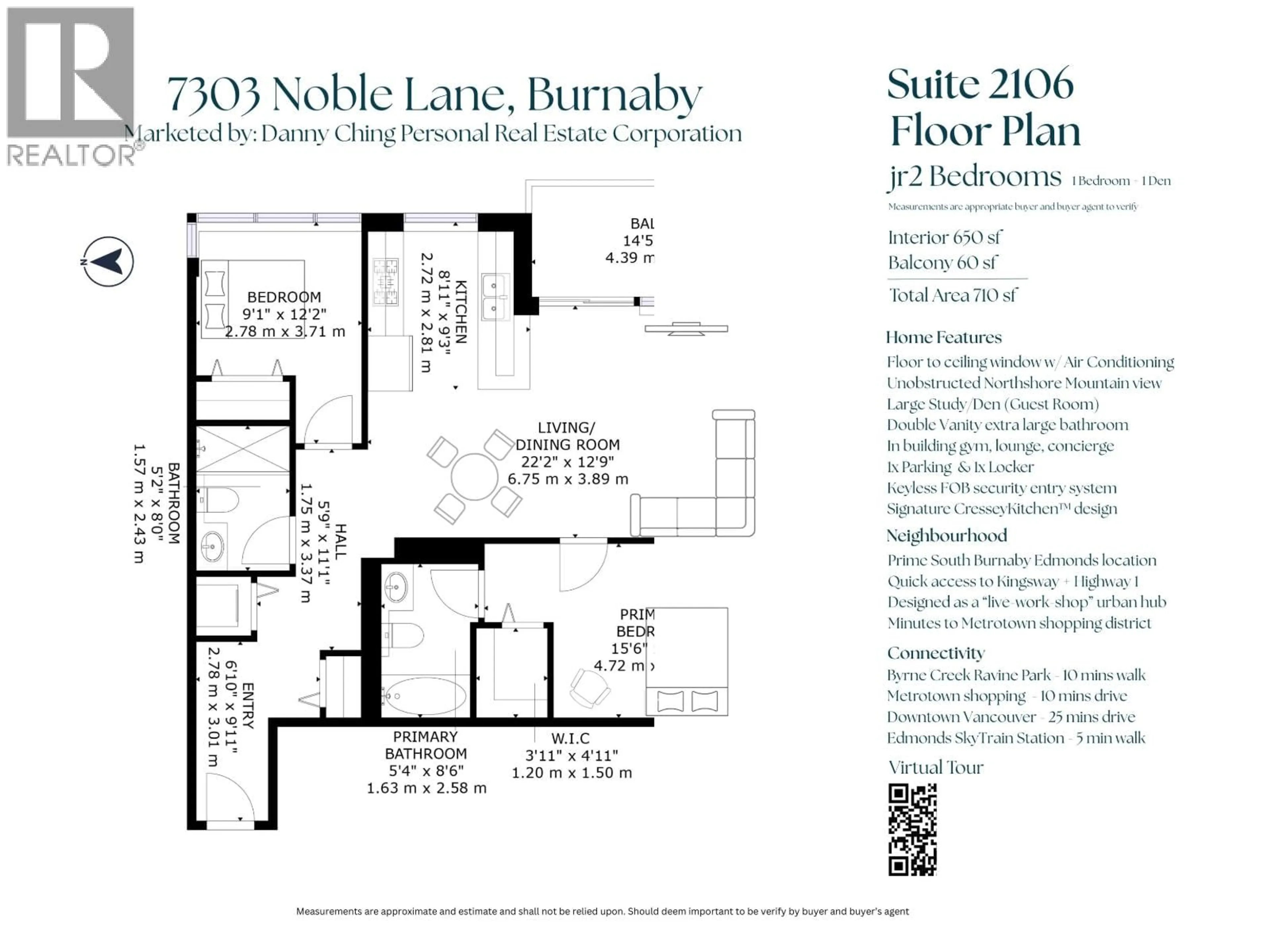 Floor plan for 2106 - 7303 NOBLE LANE, Burnaby British Columbia V3N0H2
