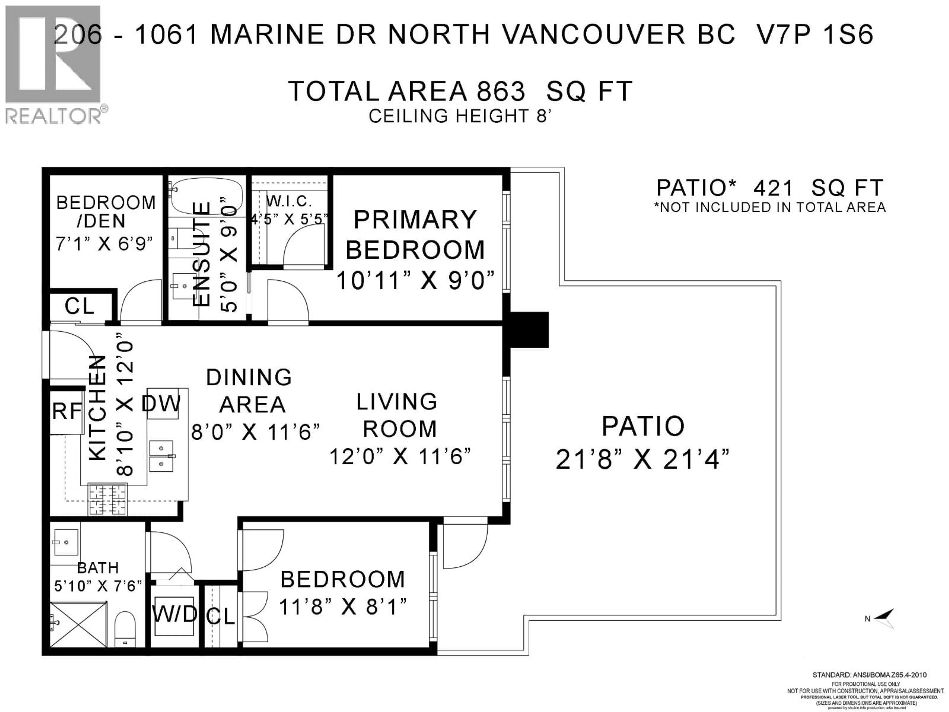 Floor plan for 206 - 1061 MARINE DRIVE, North Vancouver British Columbia V7P1S6