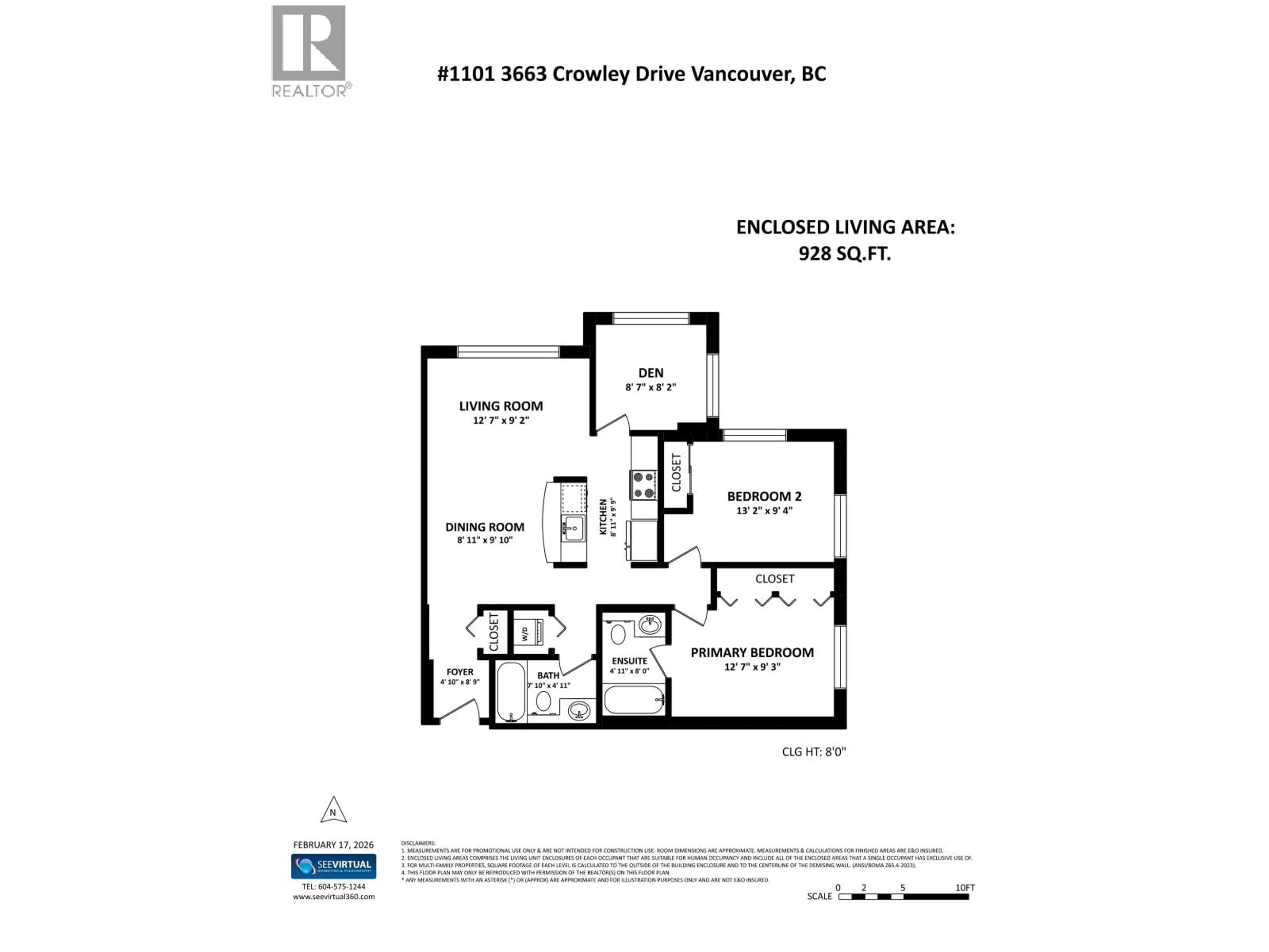 Floor plan for 1101 - 3663 CROWLEY DRIVE, Vancouver British Columbia V5R6H4