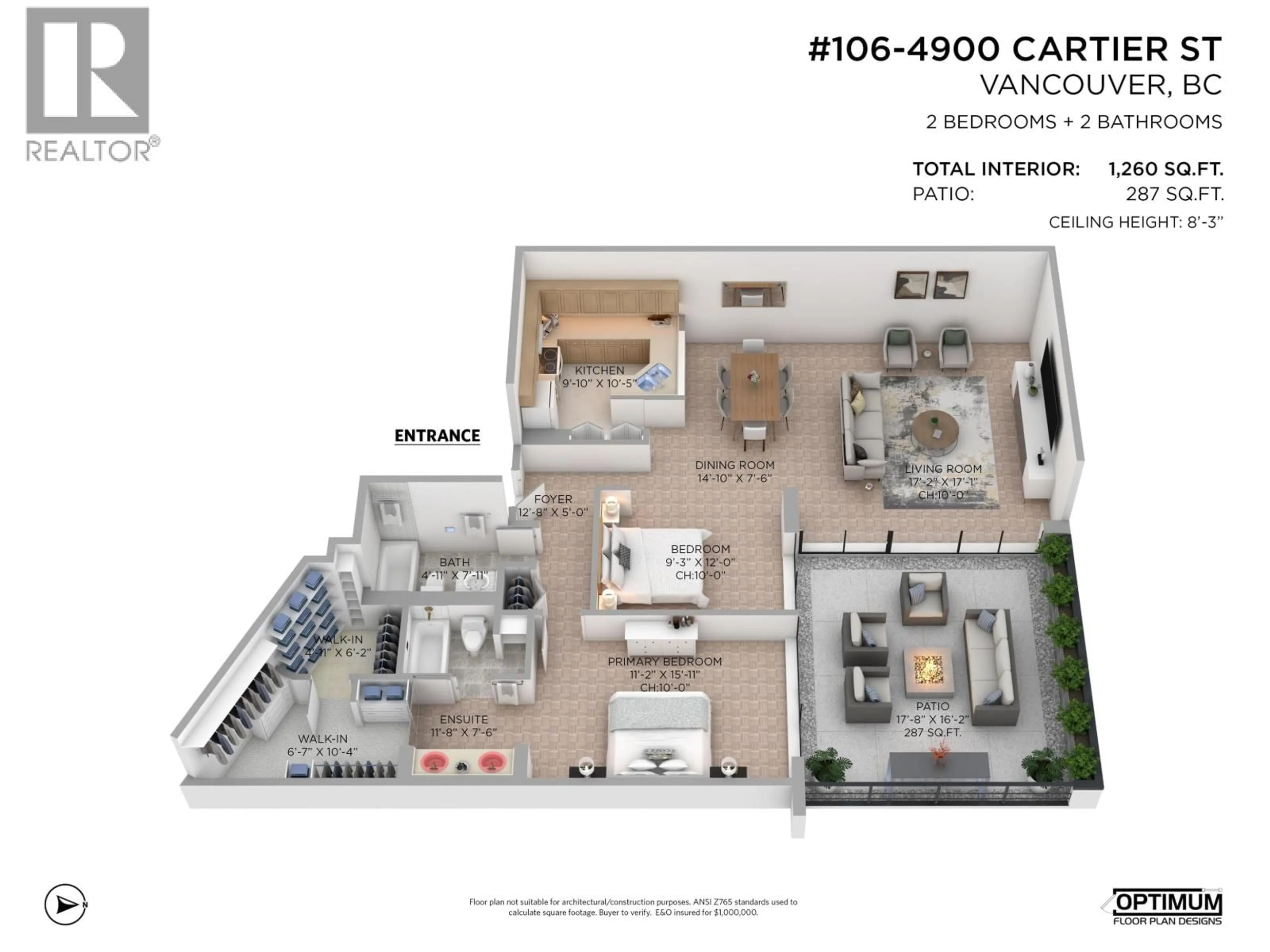 Floor plan for 106 - 4900 CARTIER STREET, Vancouver British Columbia V6M4H2
