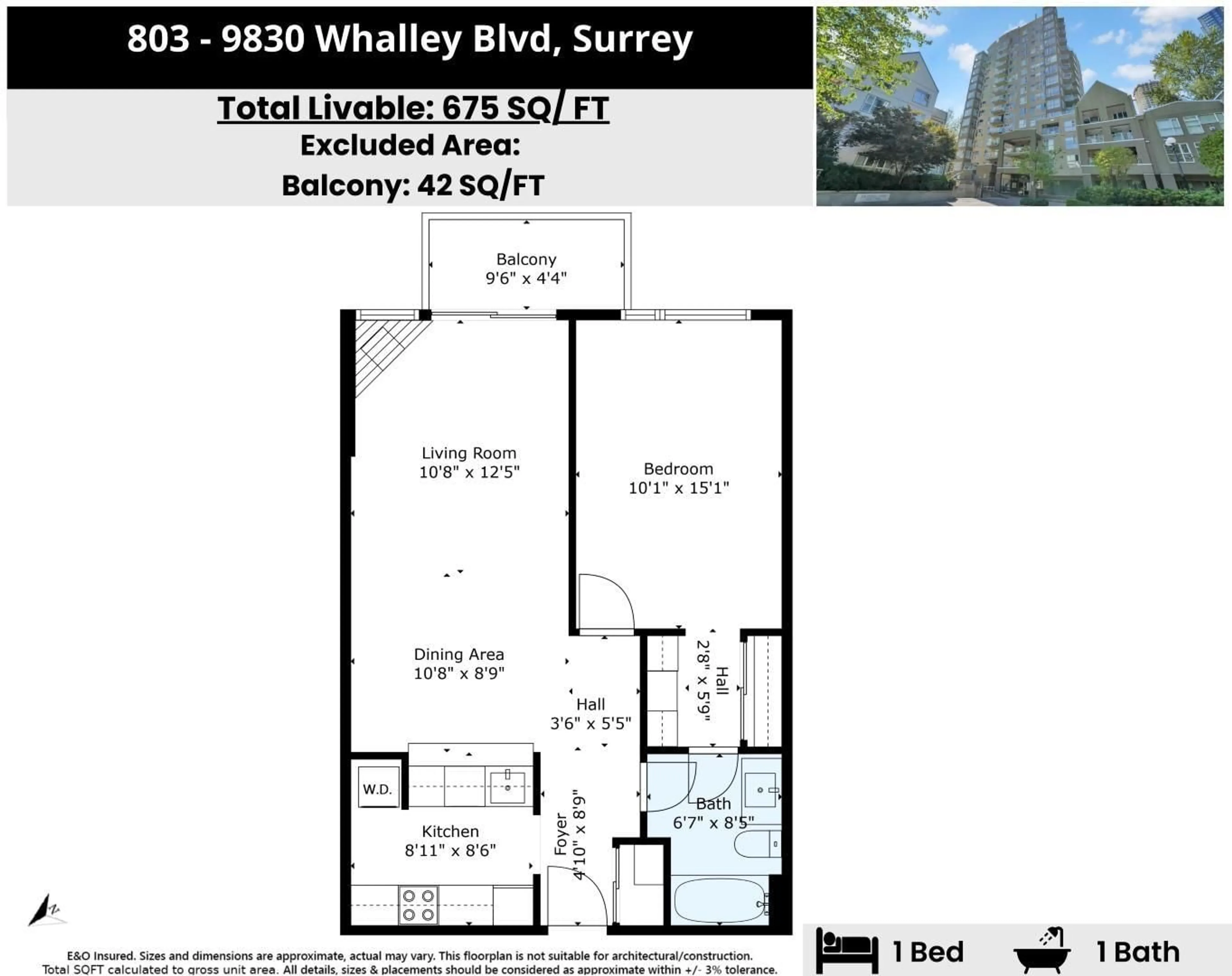 Floor plan for 803 - 9830 WHALLEY BOULEVARD, Surrey British Columbia V3T5S7