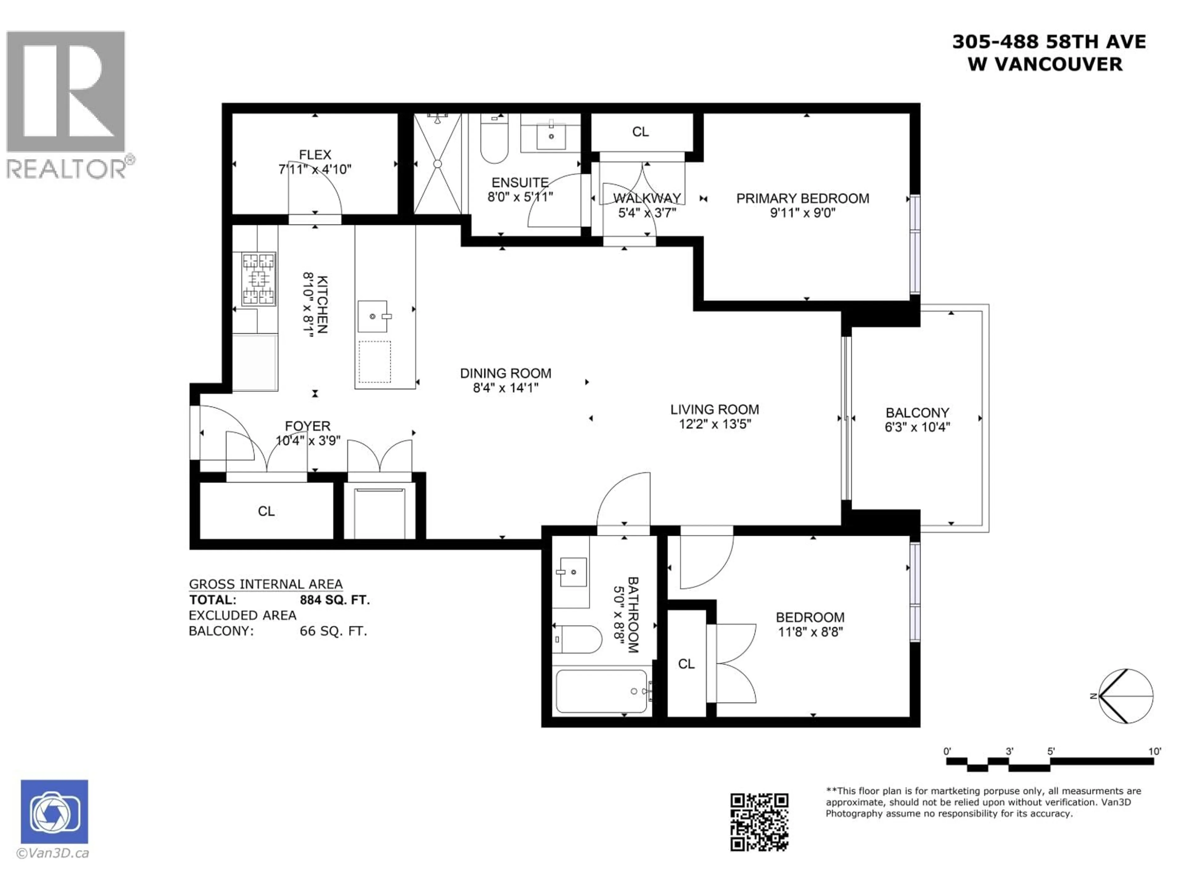 Floor plan for 305 - 488 58TH AVENUE, Vancouver British Columbia V5X1V5