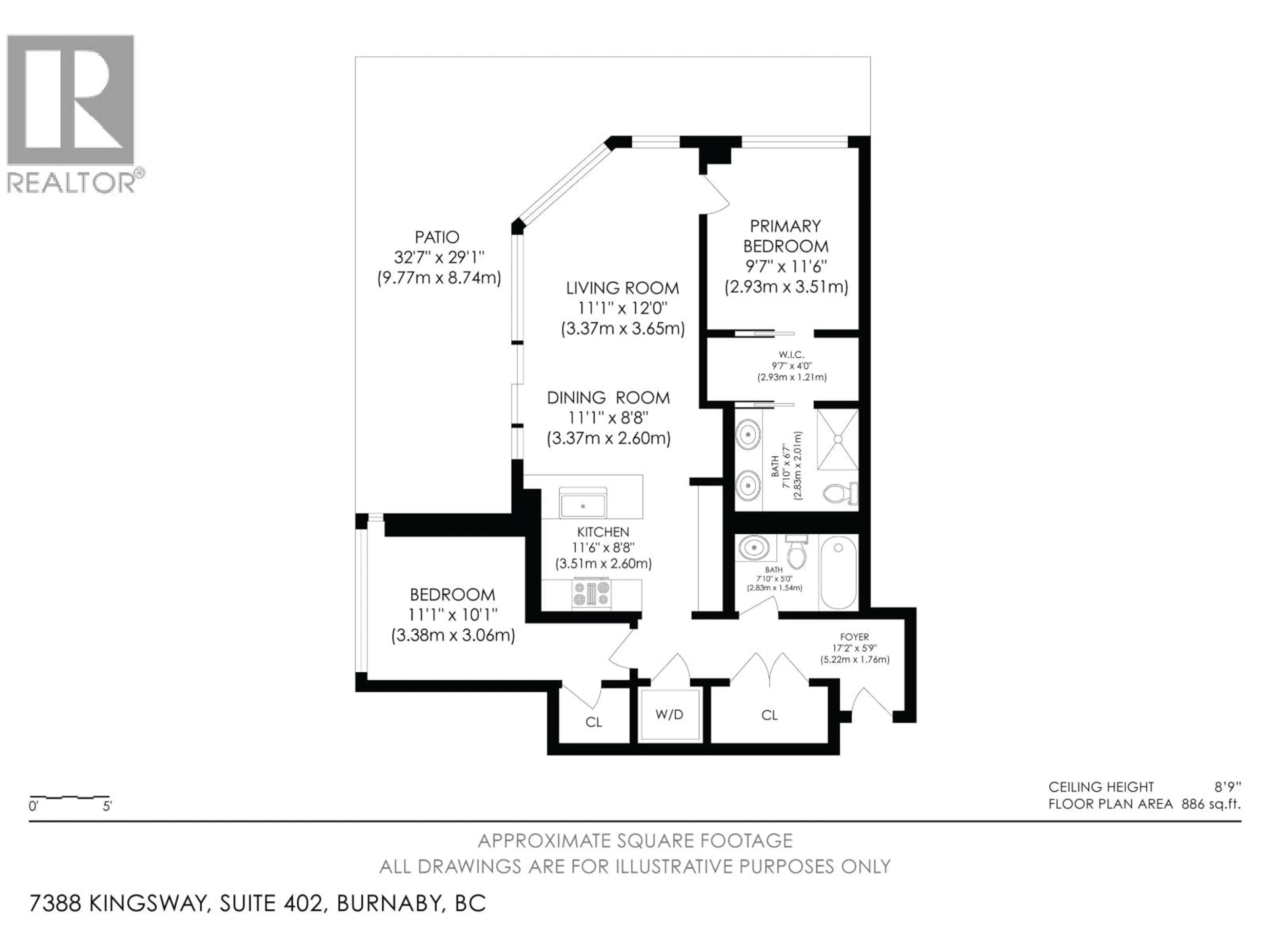 Floor plan for 402 - 7388 KINGSWAY, Burnaby British Columbia V3N0G9