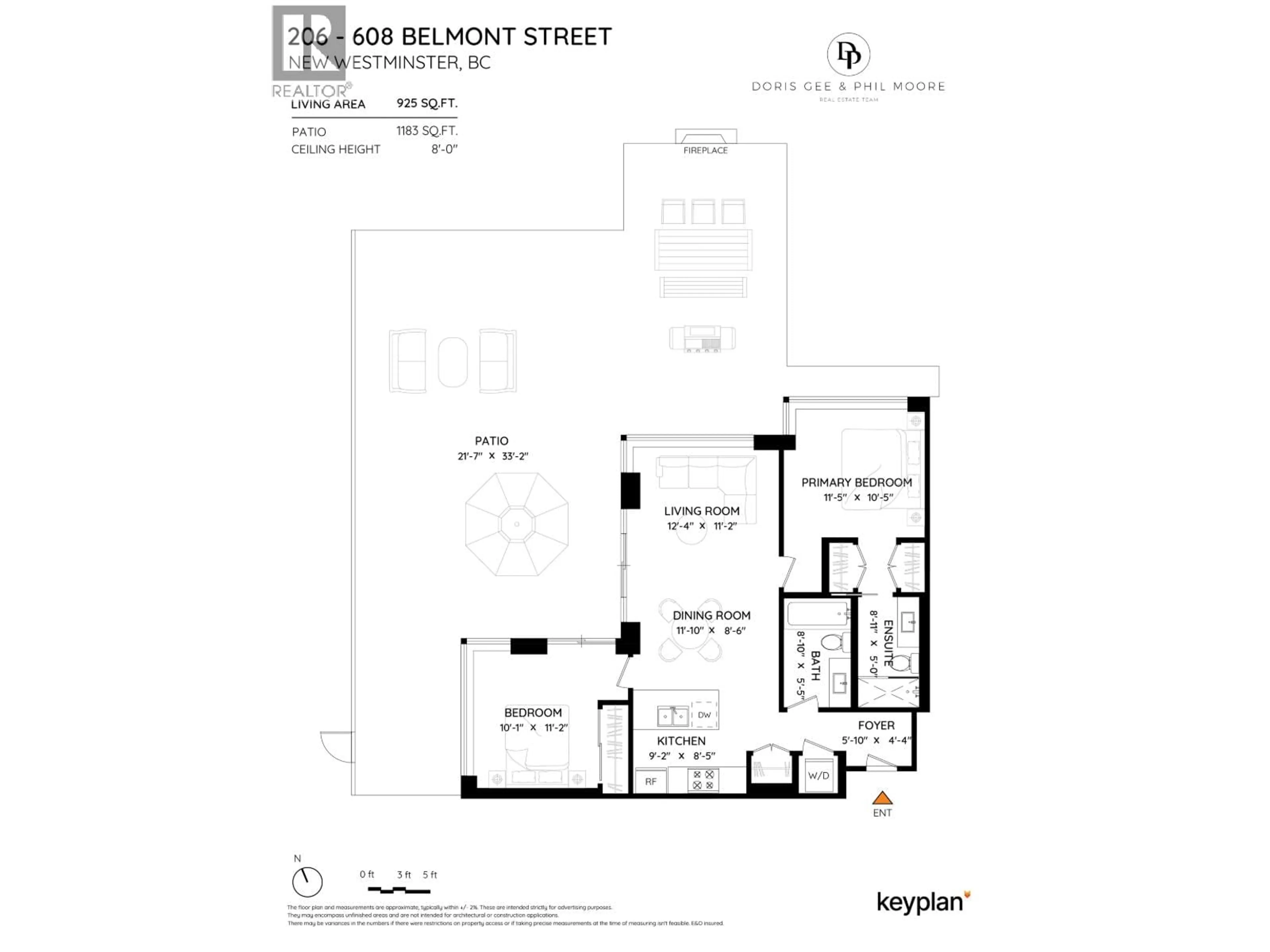 Floor plan for 206 - 608 BELMONT STREET, New Westminster British Columbia V3M0G8