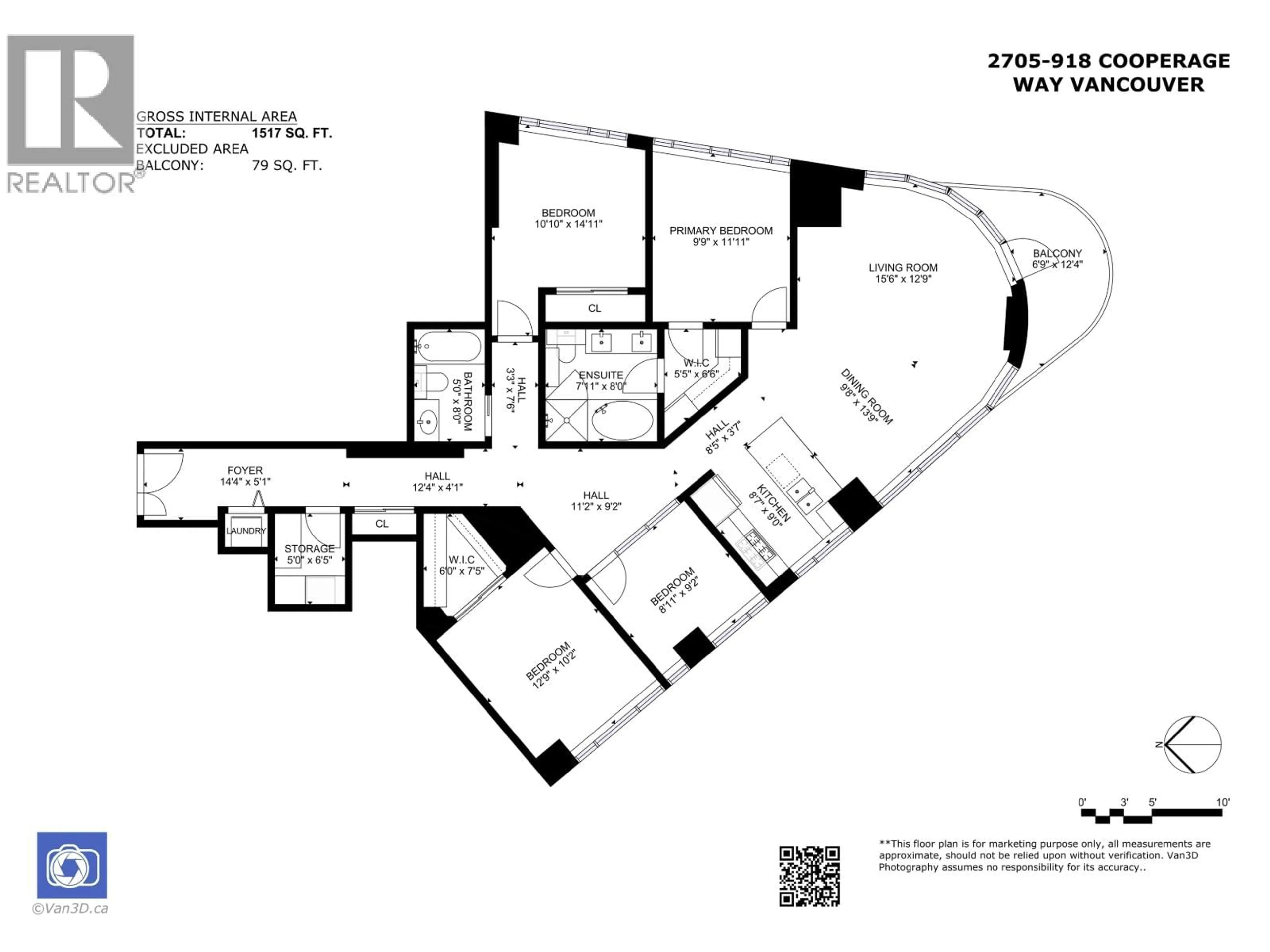 Floor plan for 2705 - 918 COOPERAGE WAY, Vancouver British Columbia V6B0A7