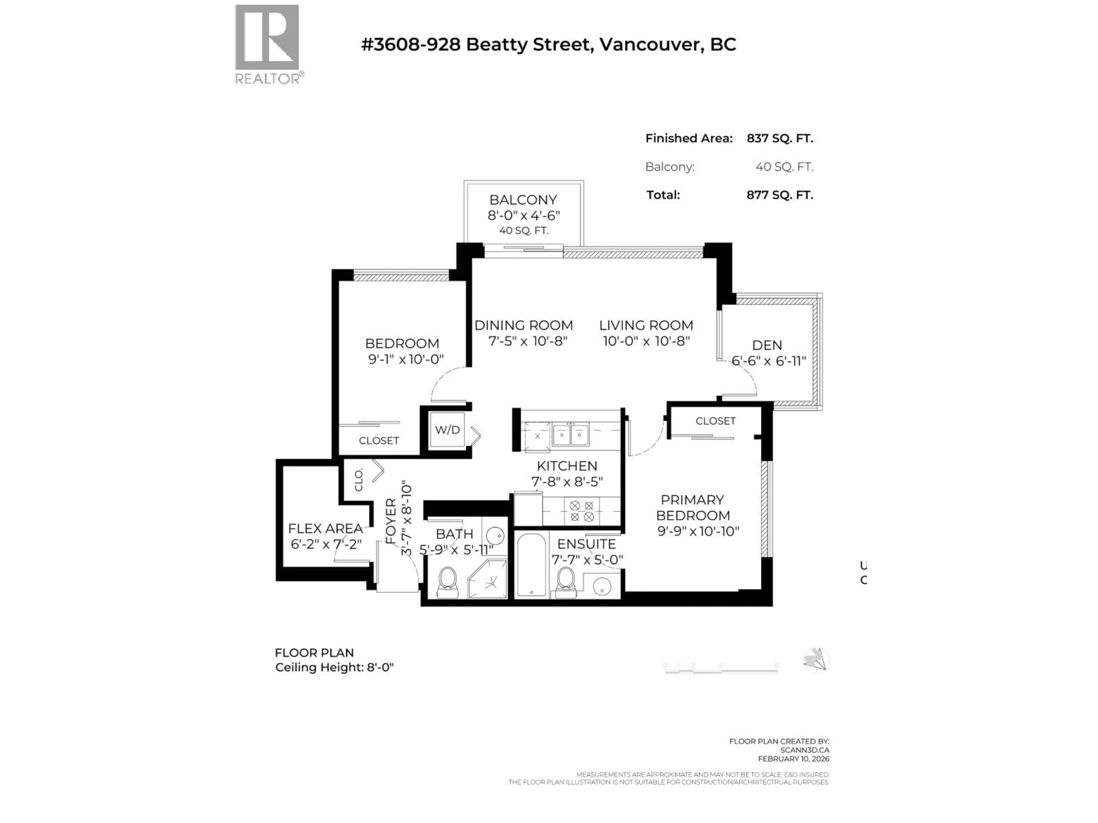 Floor plan for 3608 - 928 BEATTY STREET, Vancouver British Columbia V6Z3G6