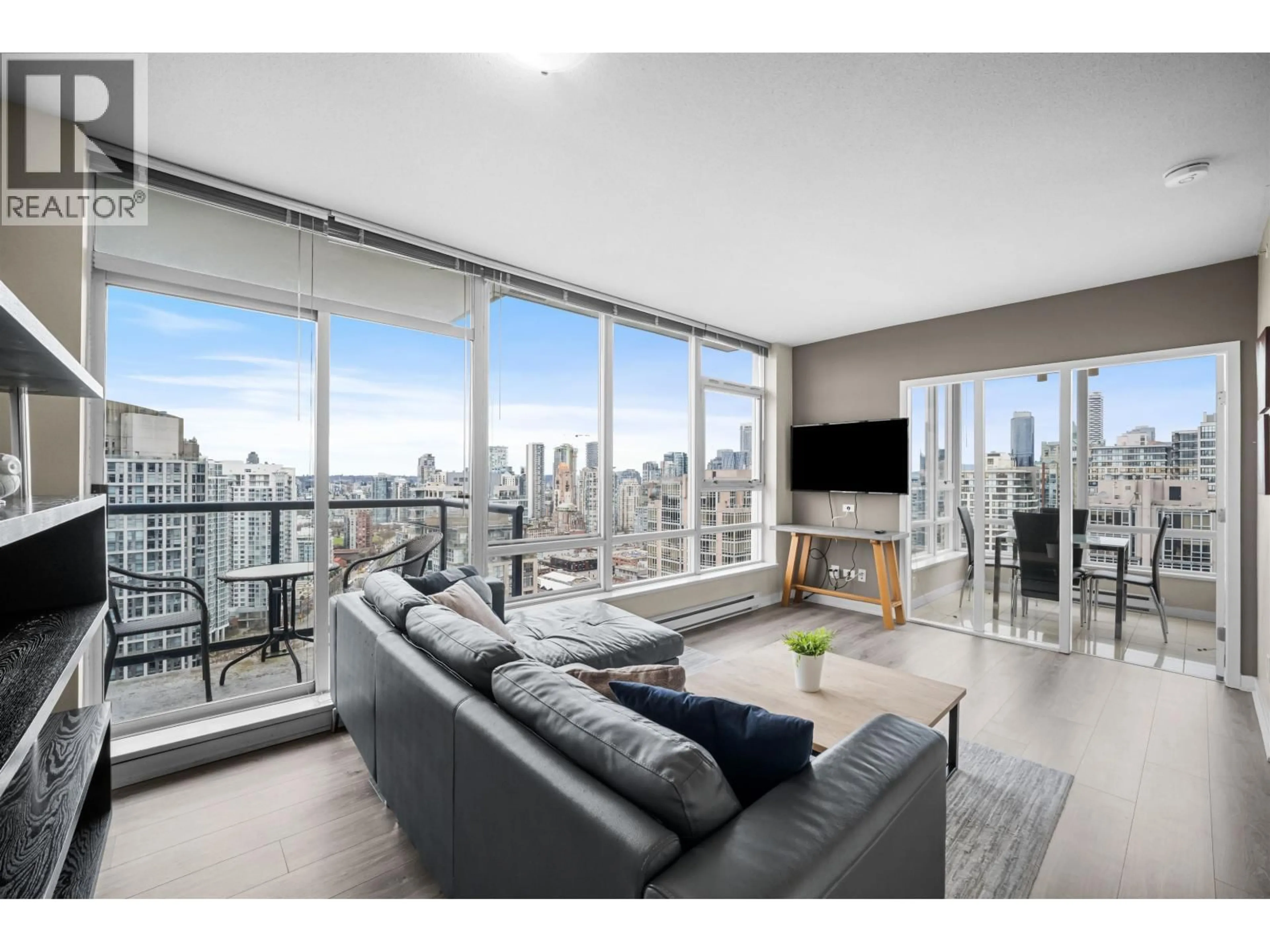 Living room with furniture, wood/laminate floor for 3608 - 928 BEATTY STREET, Vancouver British Columbia V6Z3G6