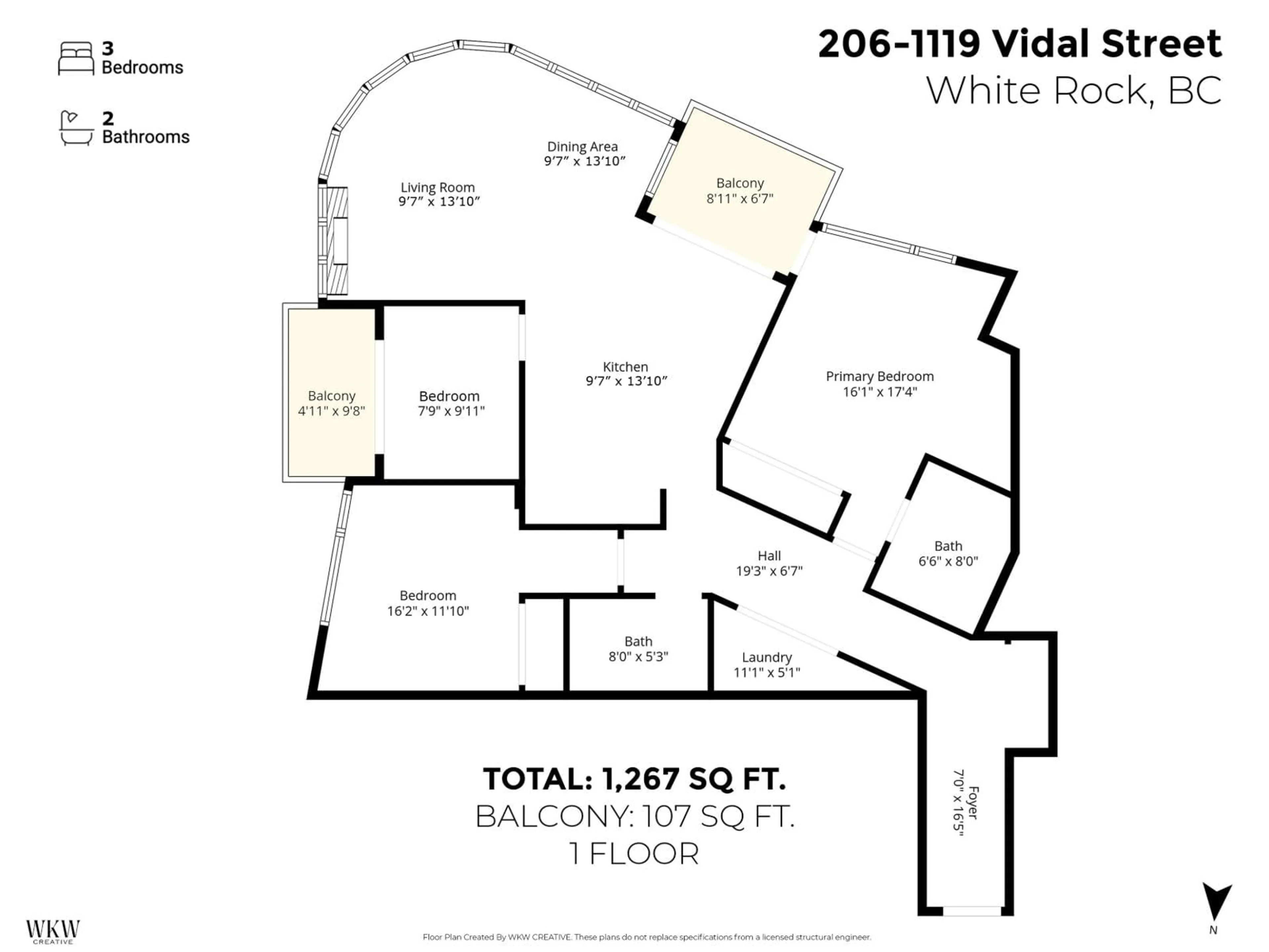 Floor plan for 206 - 1119 VIDAL STREET, White Rock British Columbia V4B3T4